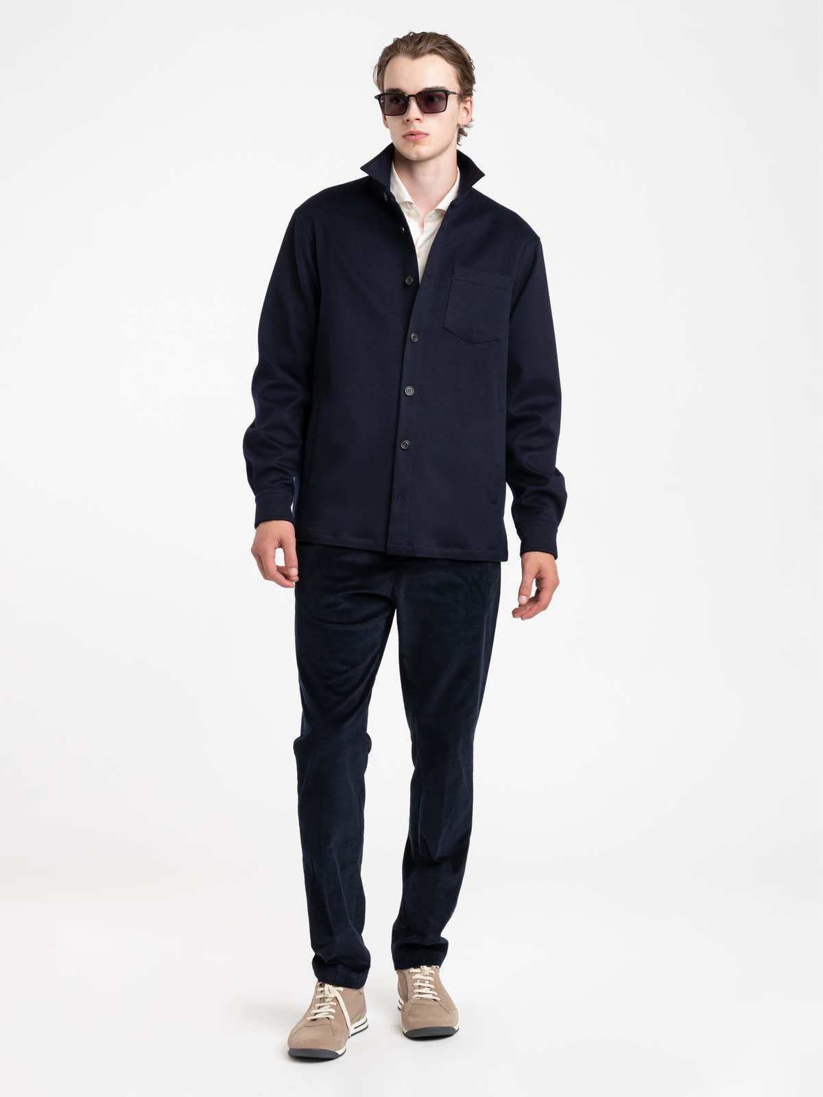 Navy Cashmere Overshirt
