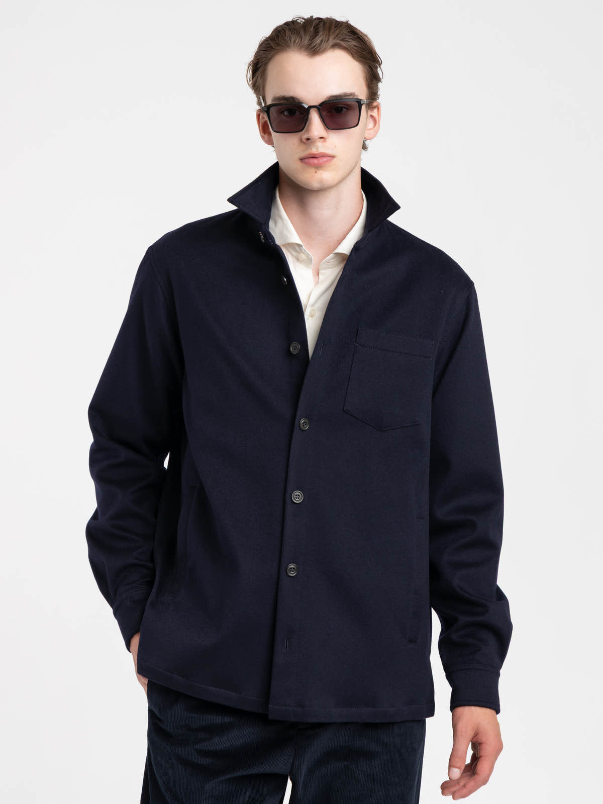 Navy Cashmere Overshirt