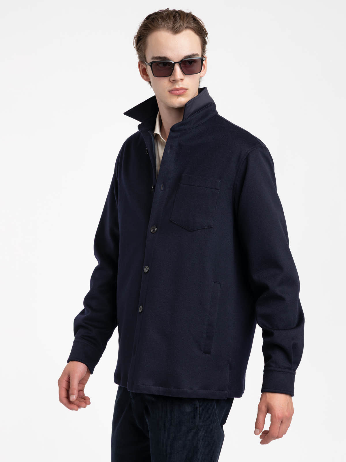 Navy Cashmere Overshirt