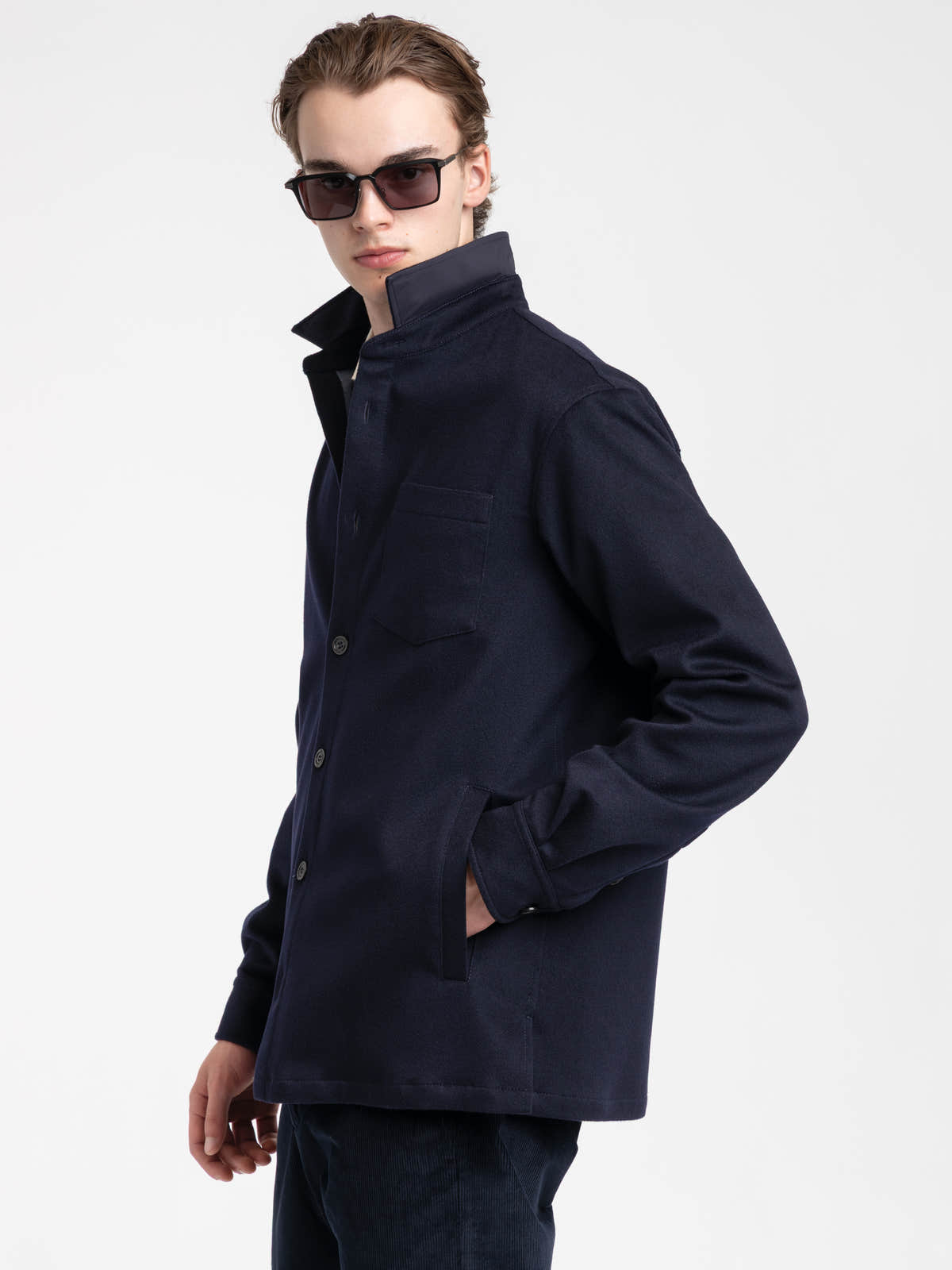 Navy Cashmere Overshirt