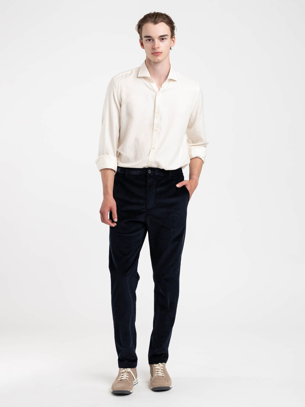 Navy Corduroy Chino Pants