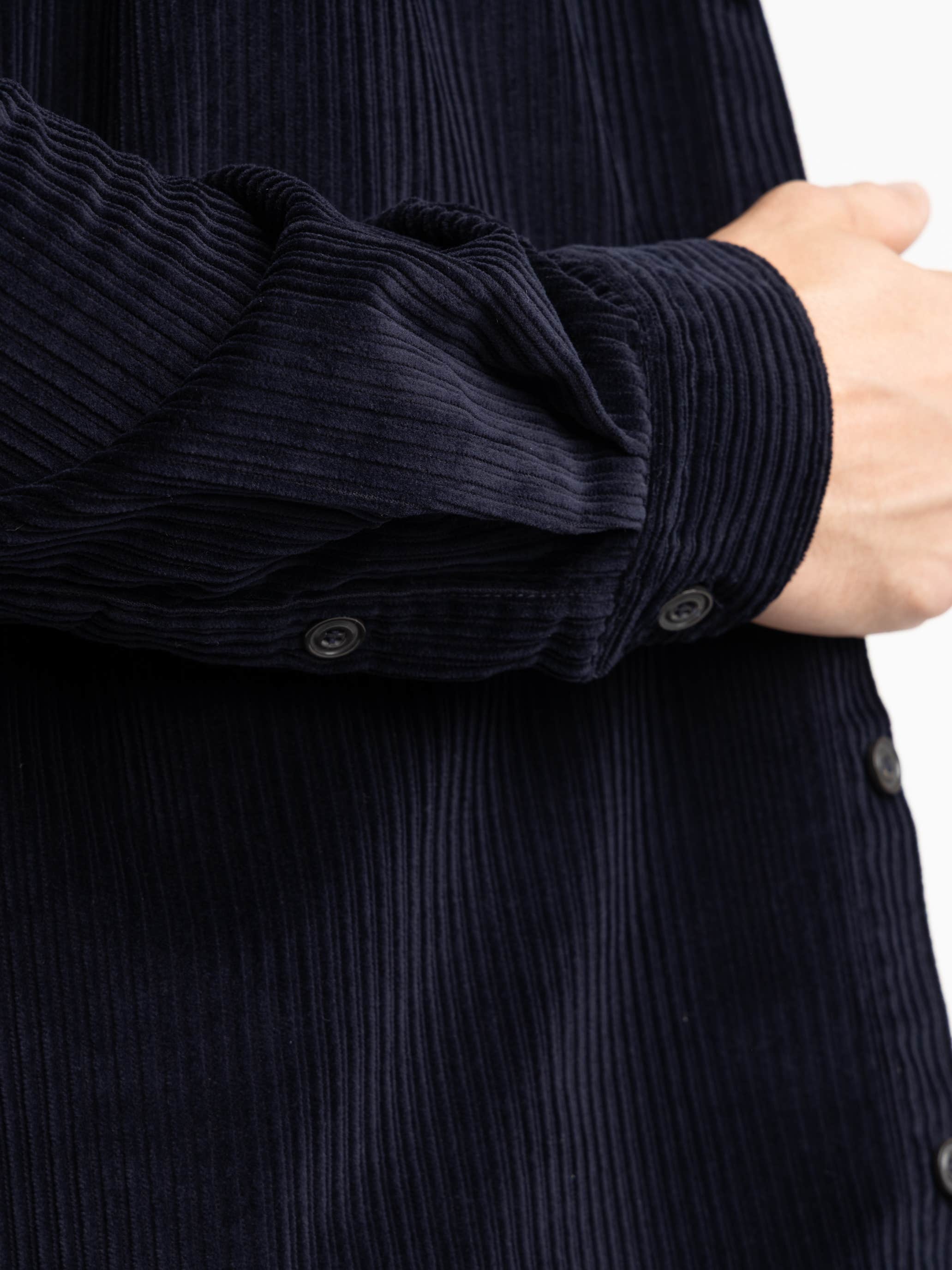 Navy Cotton Corduroy Overshirt With Chest Pocket