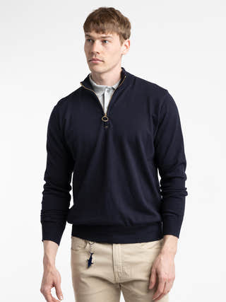 Paul & Shark Navy Cotton Quarter Gold Zip Sweater