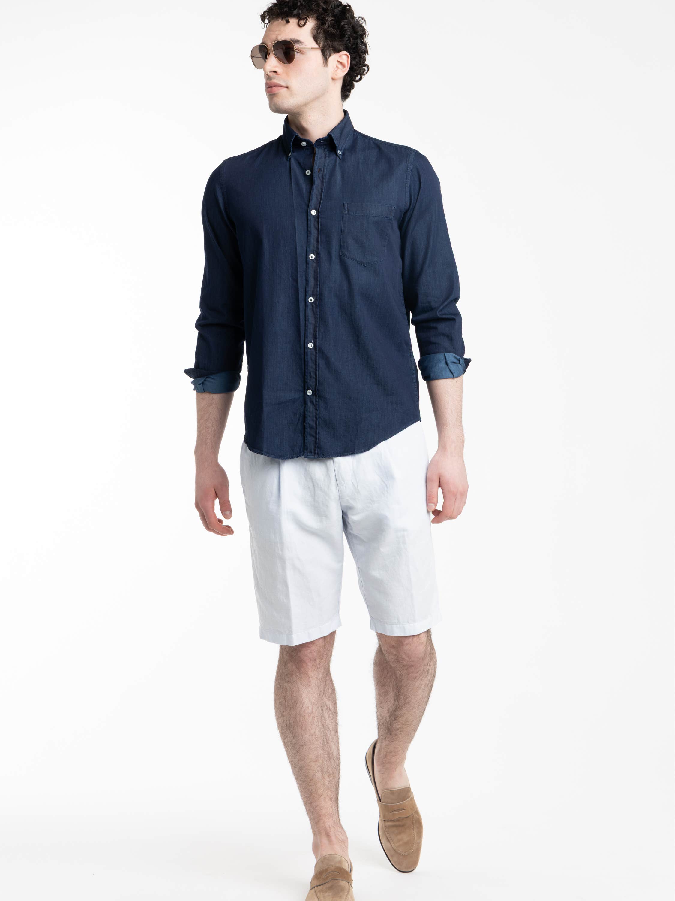 Navy Giza Cotton X-Soft Denim Shirt