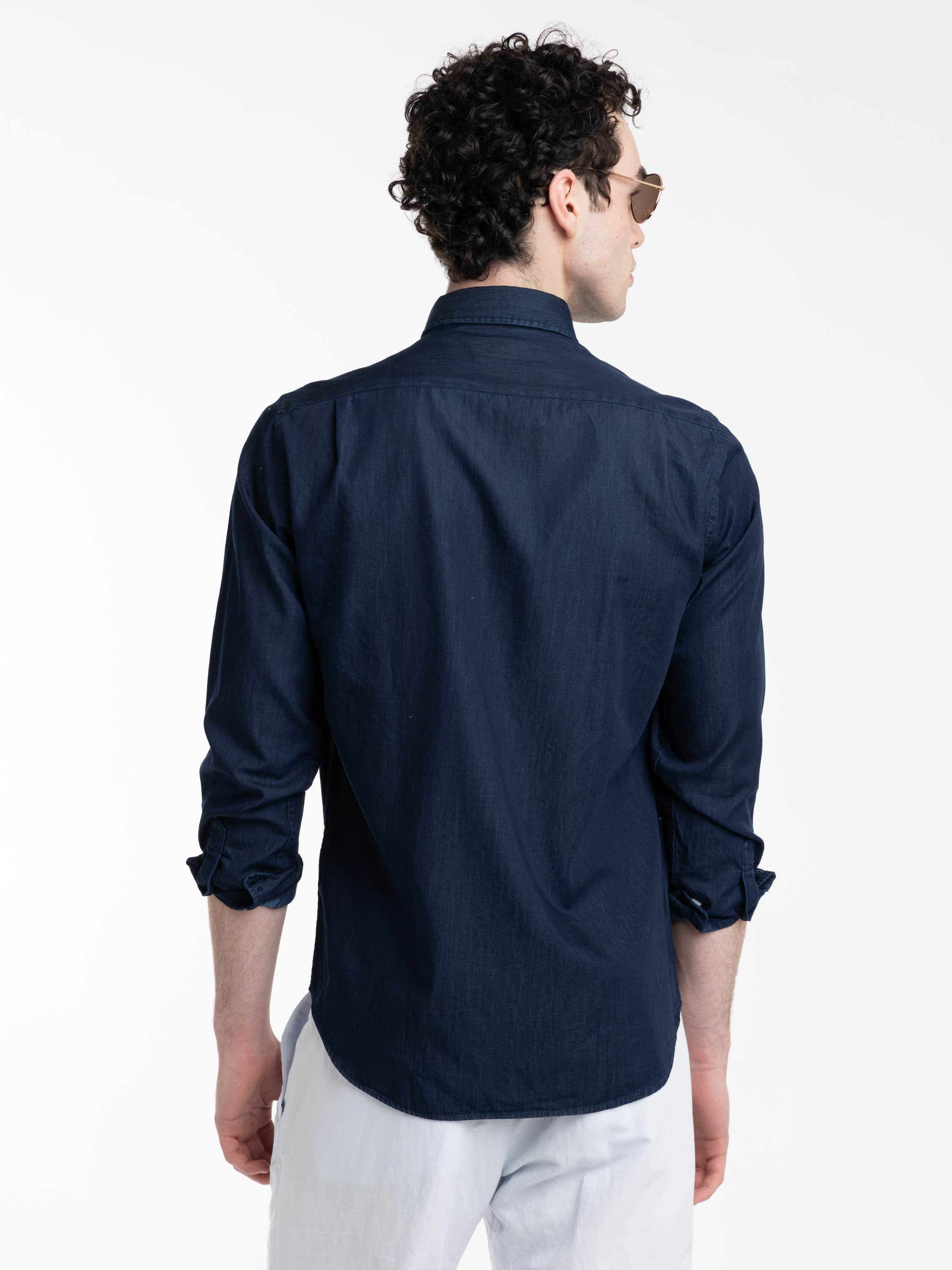 Navy Giza Cotton X-Soft Denim Shirt