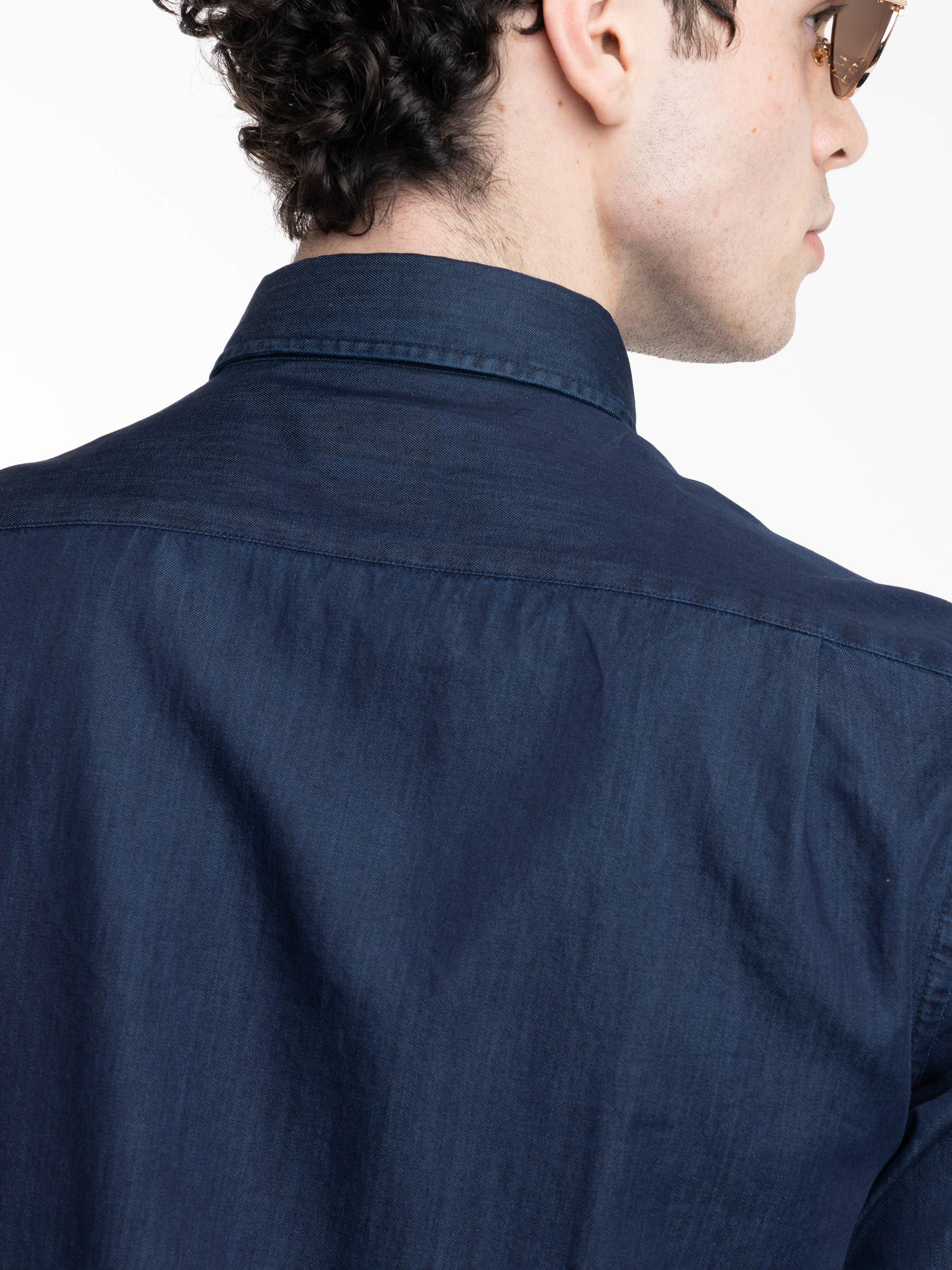 Navy Giza Cotton X-Soft Denim Shirt