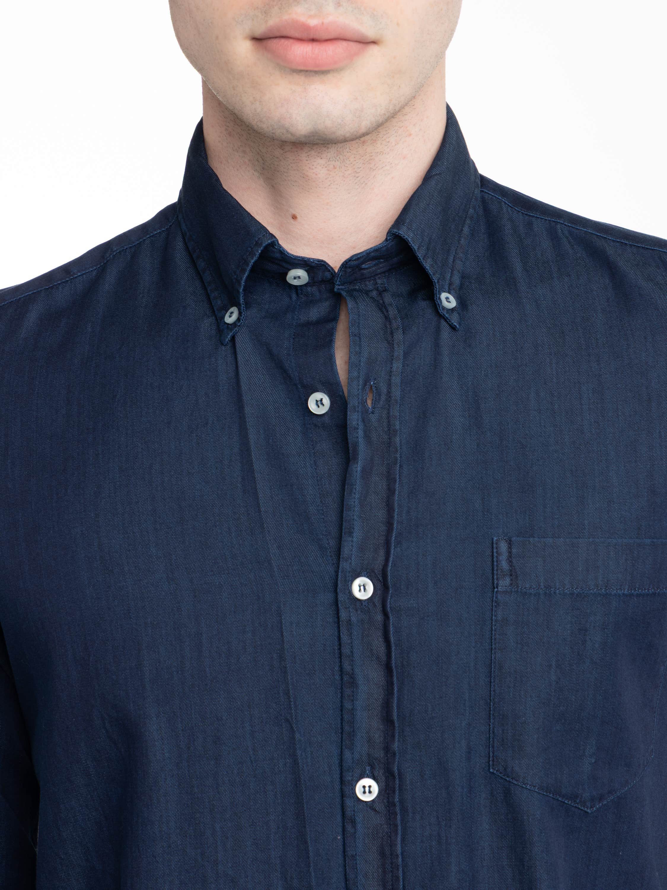 Navy Giza Cotton X-Soft Denim Shirt