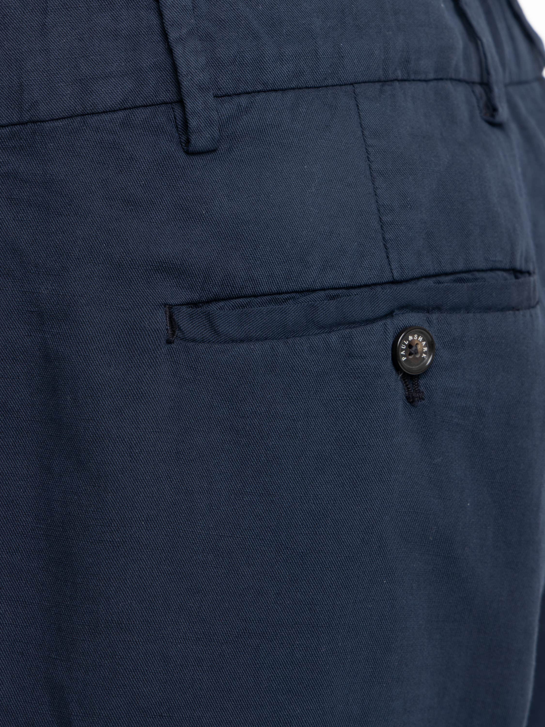 Navy Linen and Cotton Bermuda Shorts
