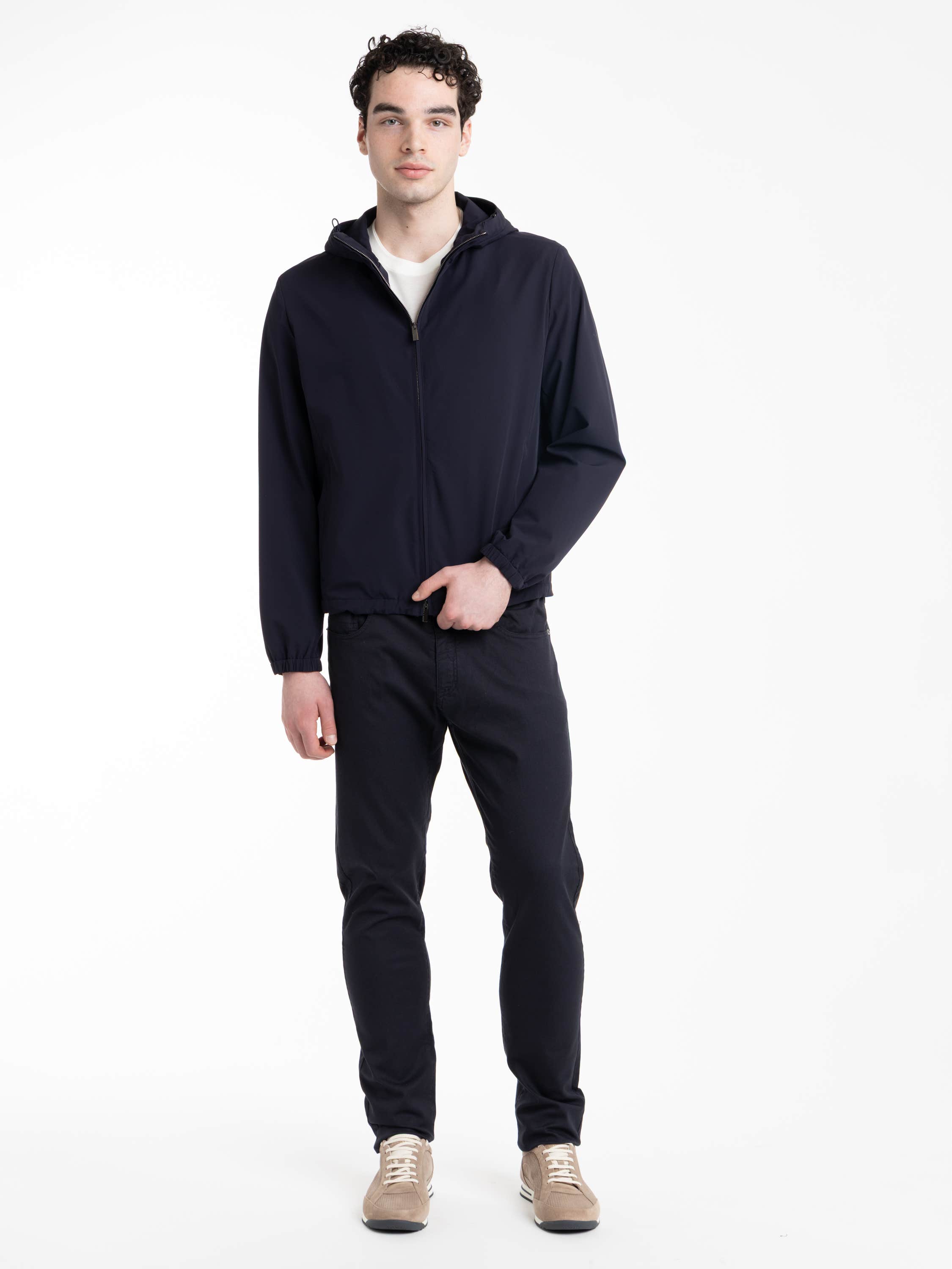 Navy Slim Fit Hooded Jacket