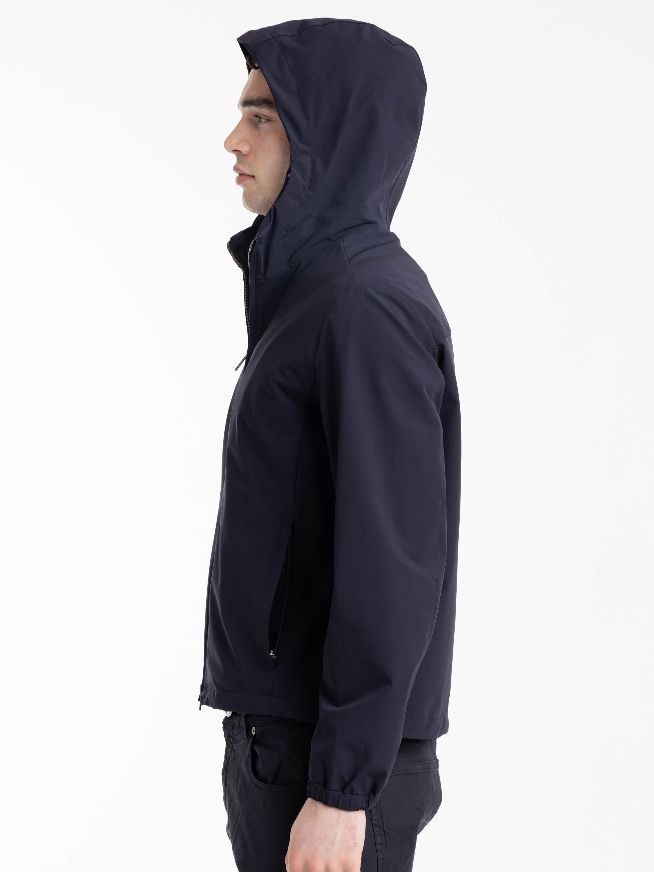 Navy Slim Fit Hooded Jacket