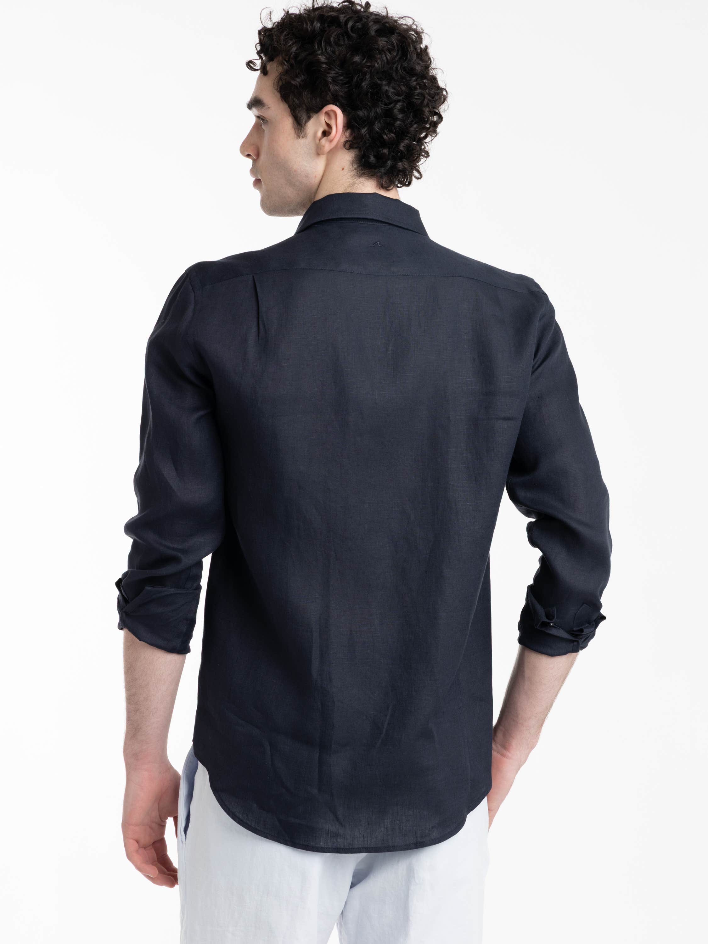 Navy Soffio Linen Shirt