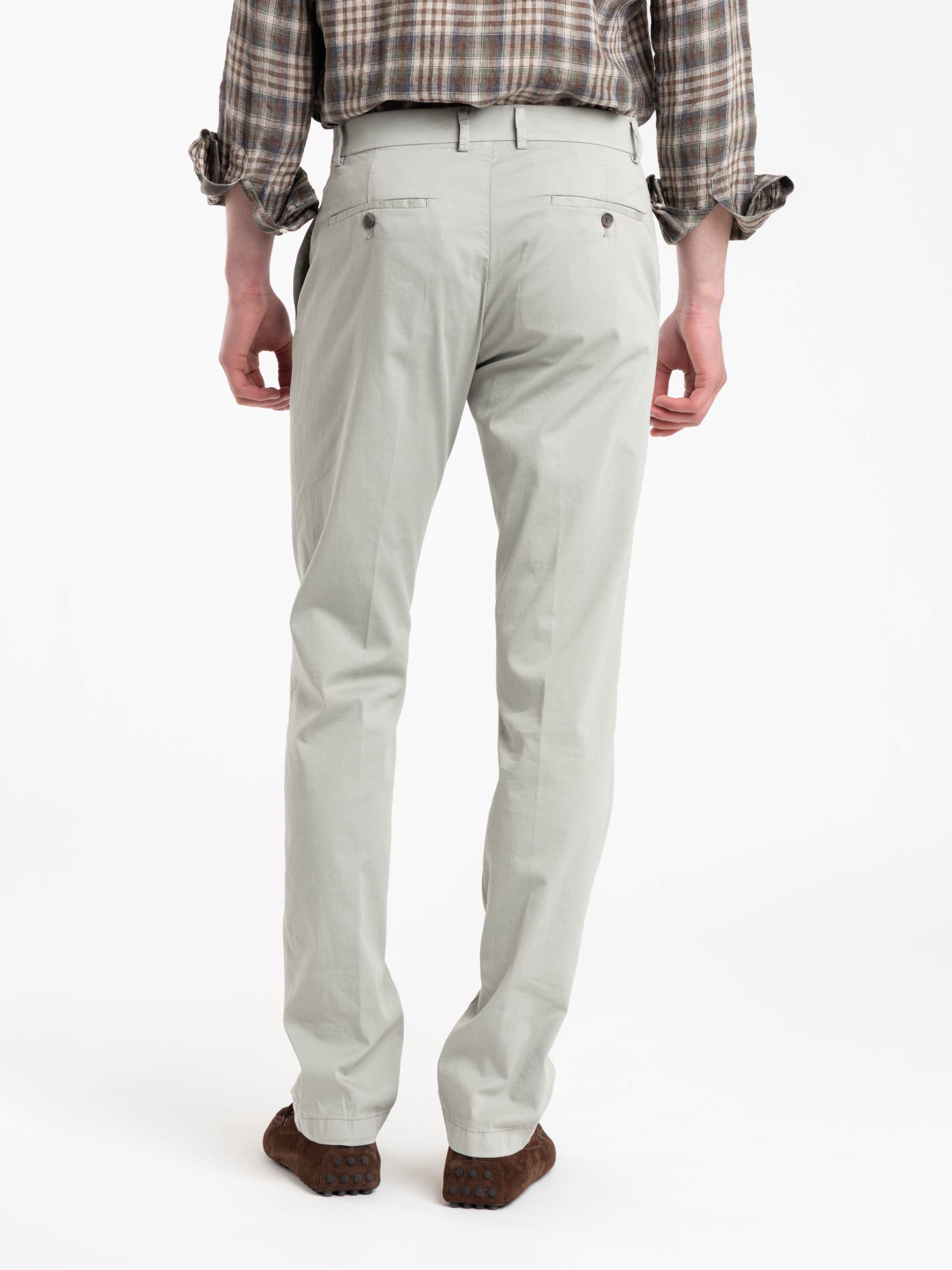 Taupe Silk And Stretch Cotton Chino Pants