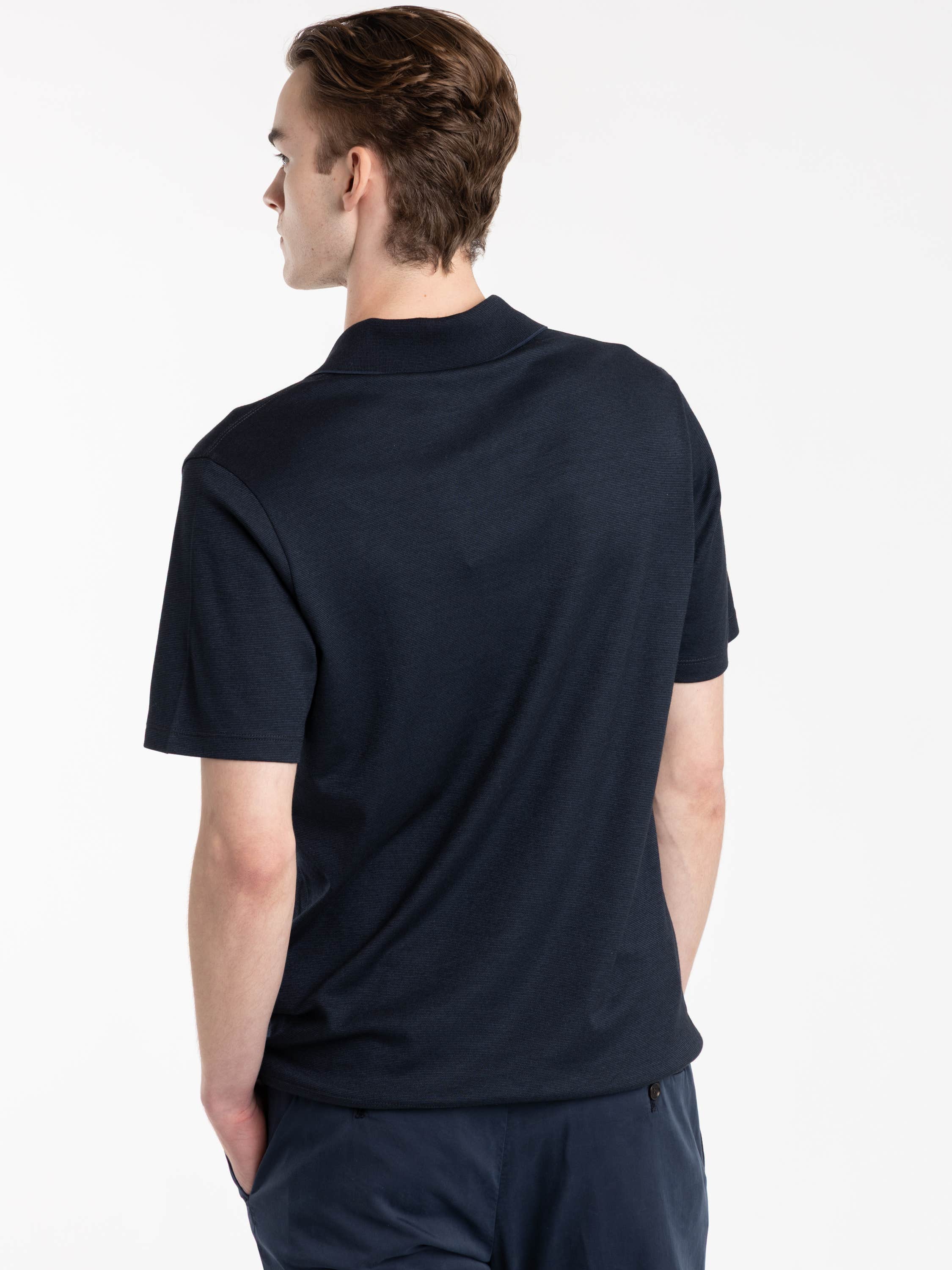 Vintage Indigo X-Soft Open-Collar Polo Shirt In Cotton Interlock