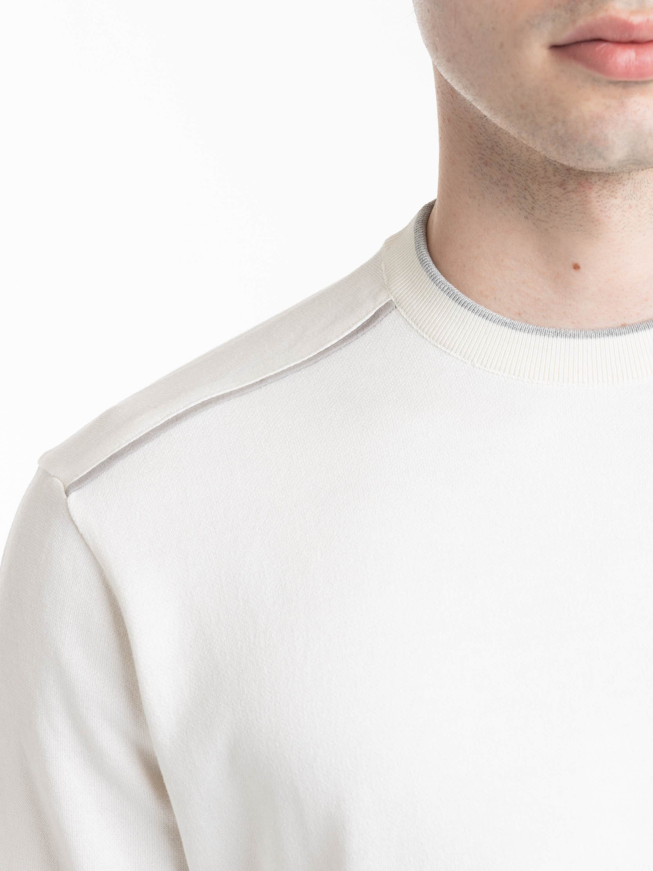 White Silk and Cotton Crewneck Sweater