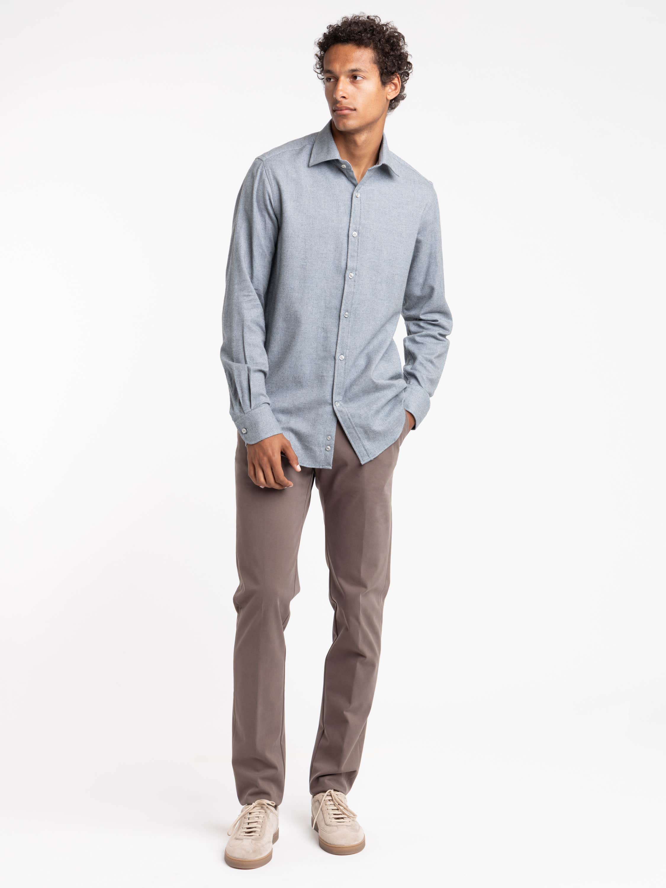 Grey/Blue Flannel Sport Shirt