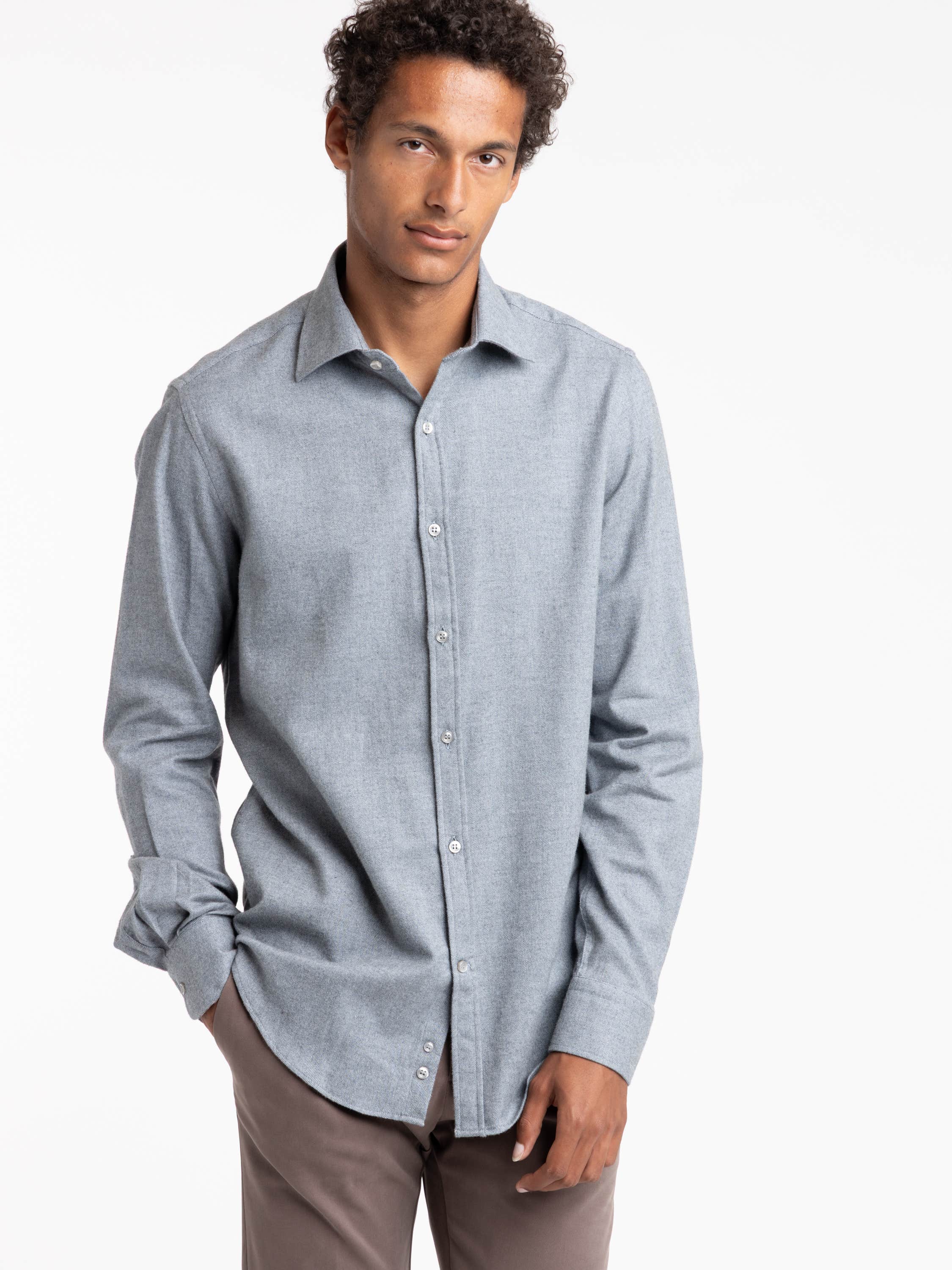 Grey/Blue Flannel Sport Shirt