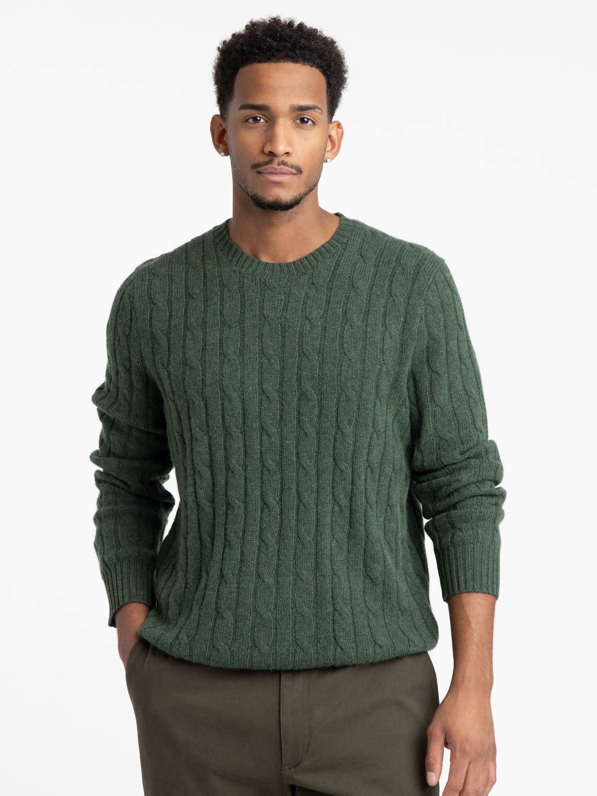 Green Cable-Knit Cashmere Sweater