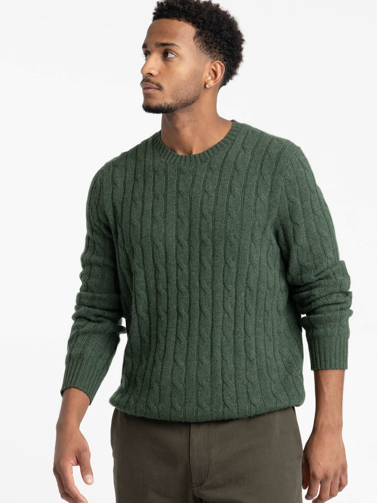Green Cable-Knit Cashmere Sweater