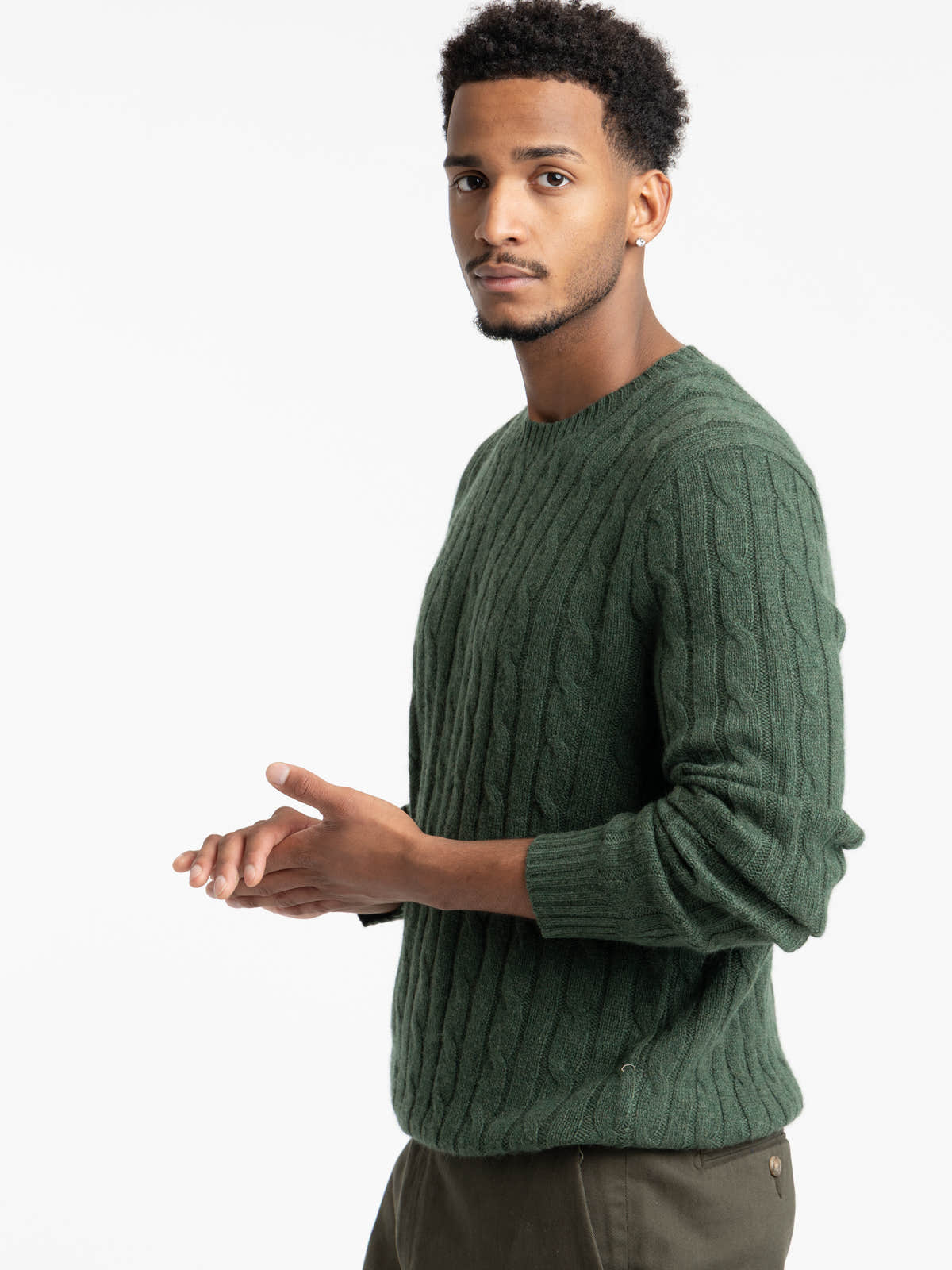 Green Cable-Knit Cashmere Sweater