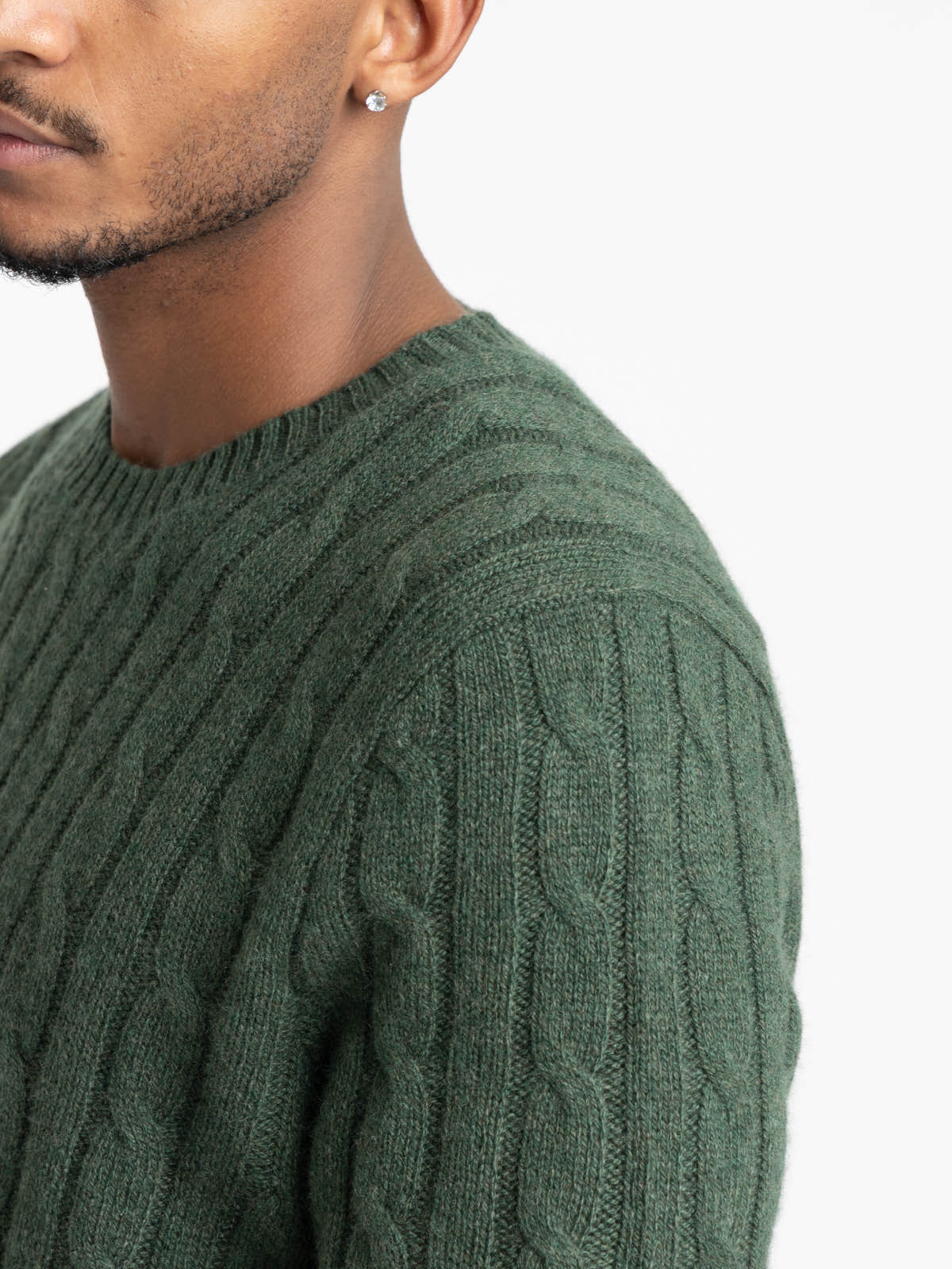 Green Cable-Knit Cashmere Sweater