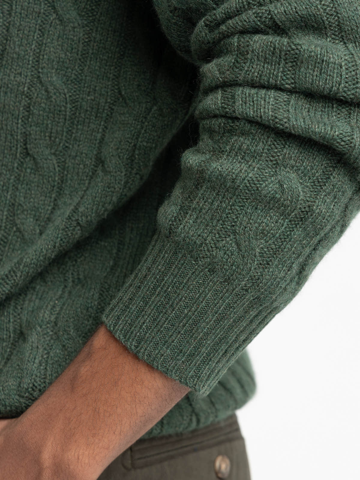Green Cable-Knit Cashmere Sweater