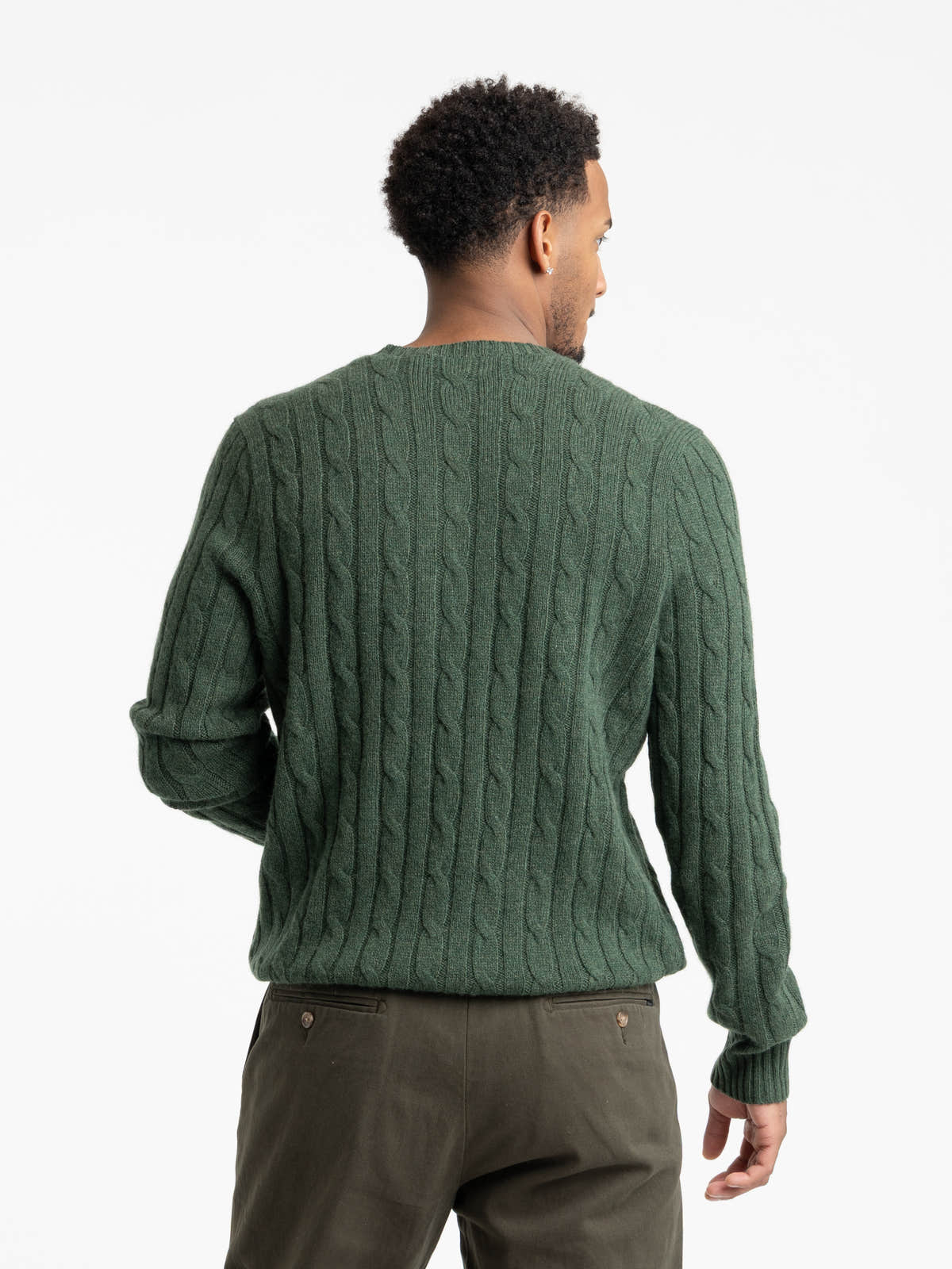 Green Cable-Knit Cashmere Sweater