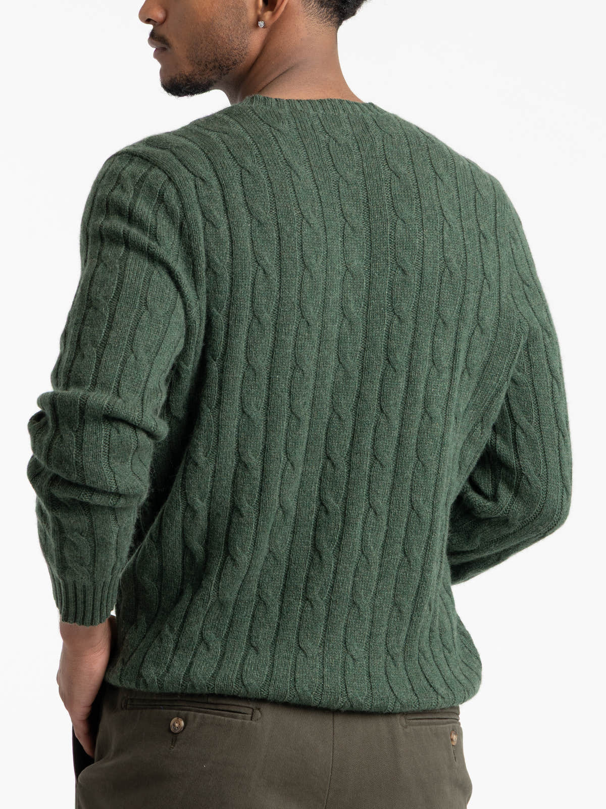 Green Cable-Knit Cashmere Sweater