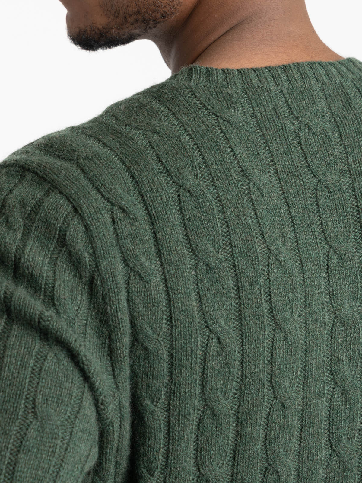 Green Cable-Knit Cashmere Sweater
