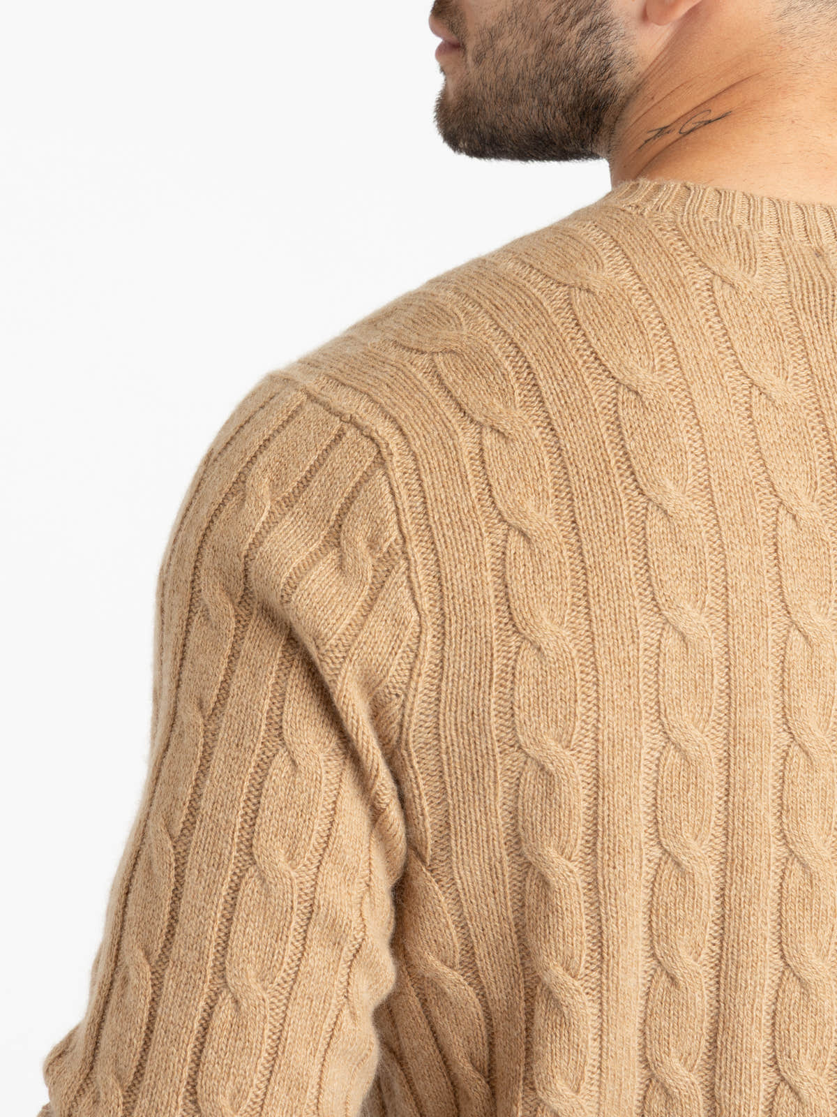 Light Brown Cable-Knit Cashmere Sweater