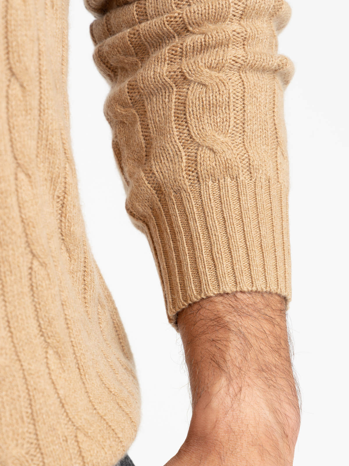 Light Brown Cable-Knit Cashmere Sweater