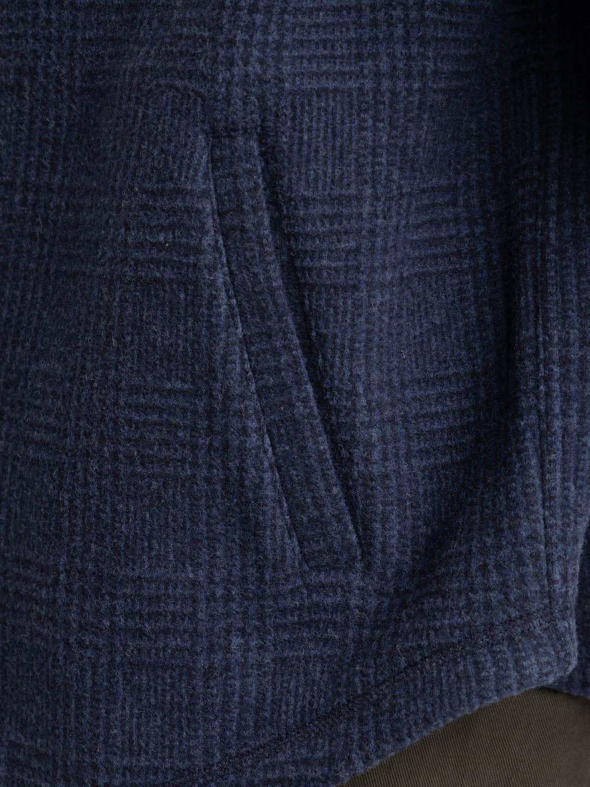 Navy Check Wool-Blend Overshirt