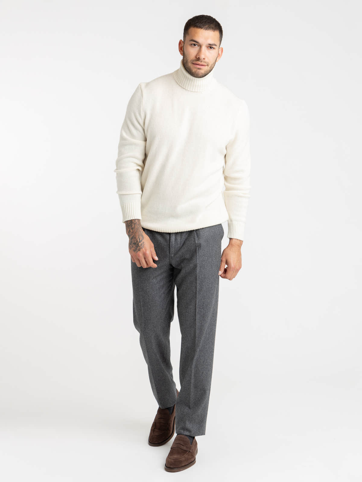White Cashmere Turtleneck Sweater