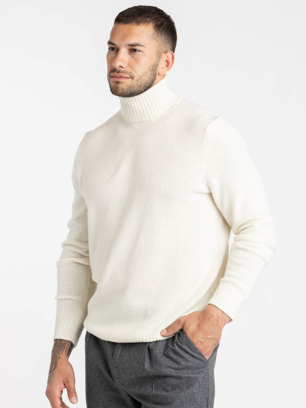 White Cashmere Turtleneck Sweater