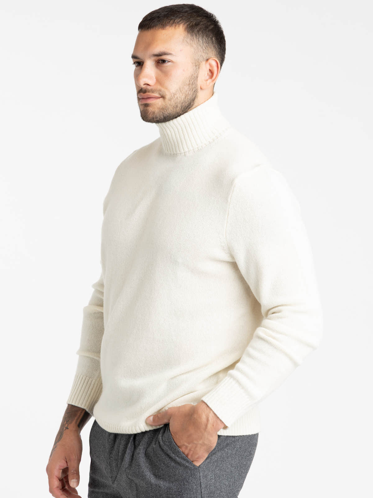 White Cashmere Turtleneck Sweater