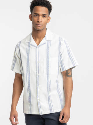 Portuguese Flannel Alqueva Shirt in White/Blue
