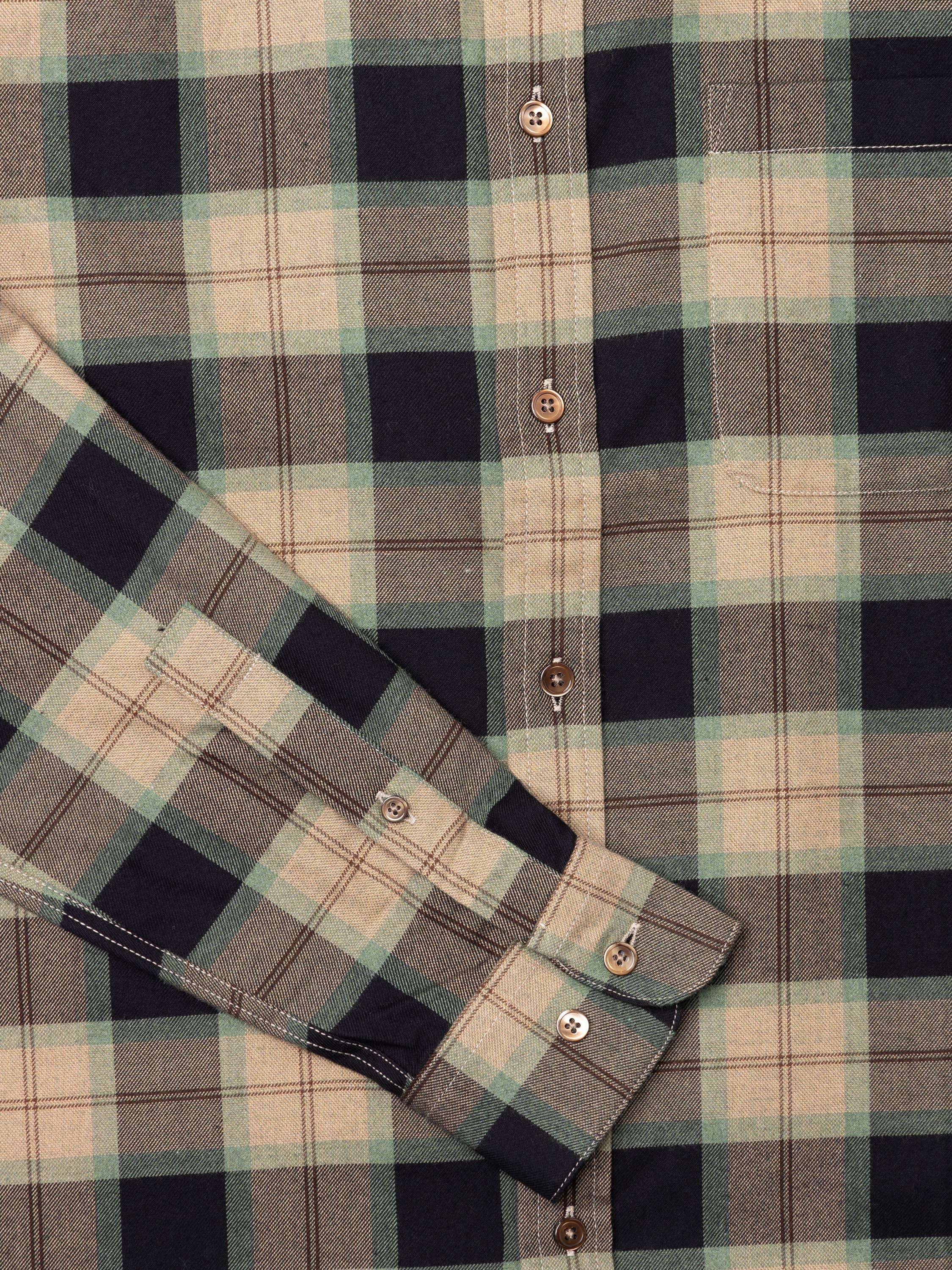 Bass Brown-Green Check Sport Shirt