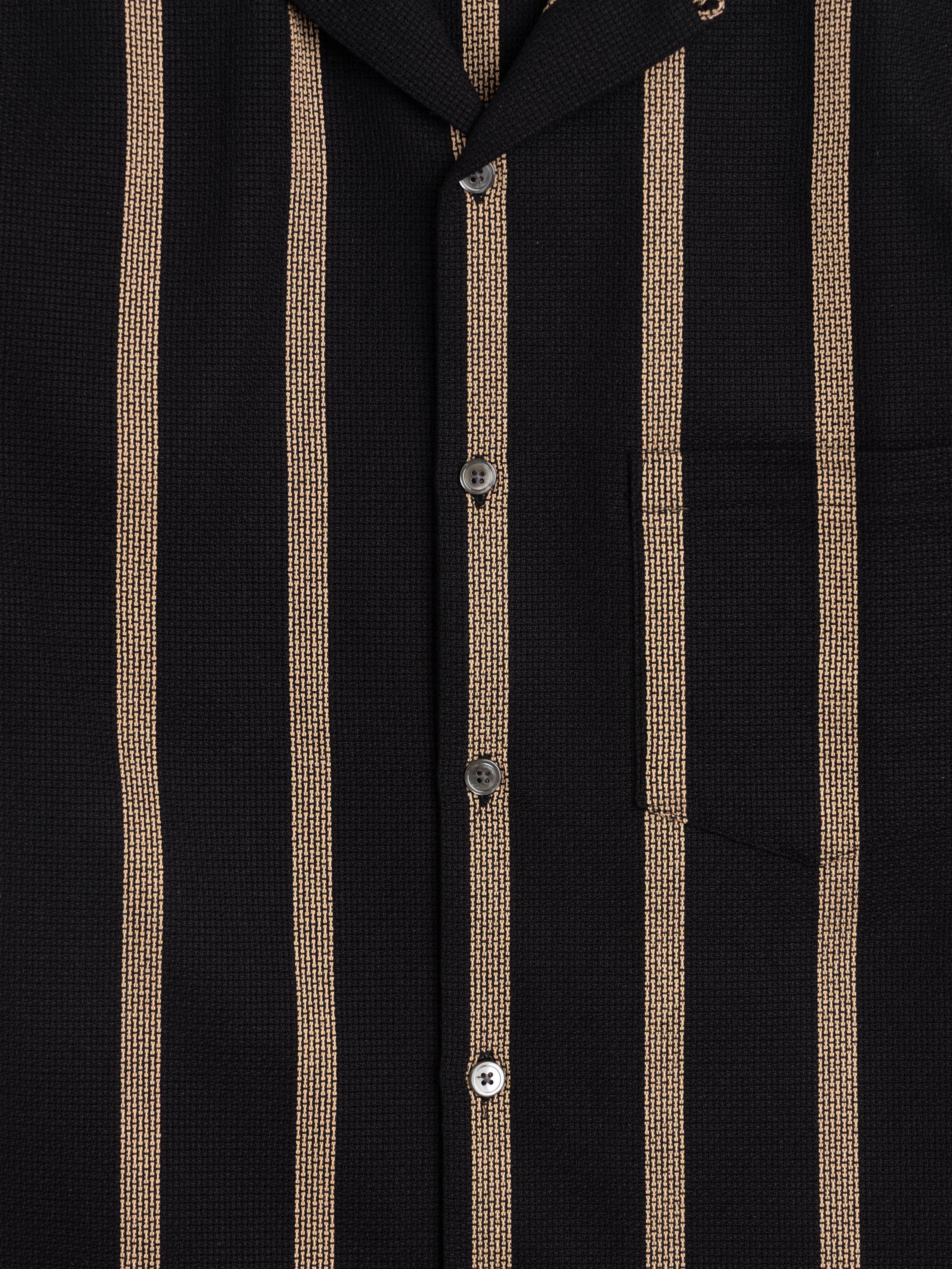Black Marques Striped Camp Collar Shirt