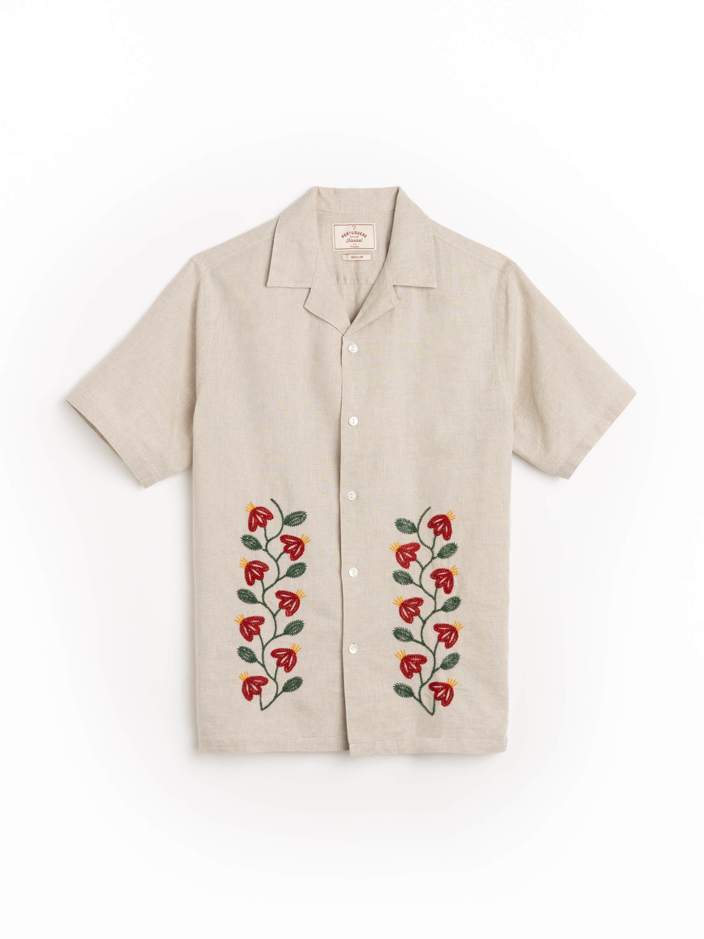Branch Embroidery Camp Collar Shirt