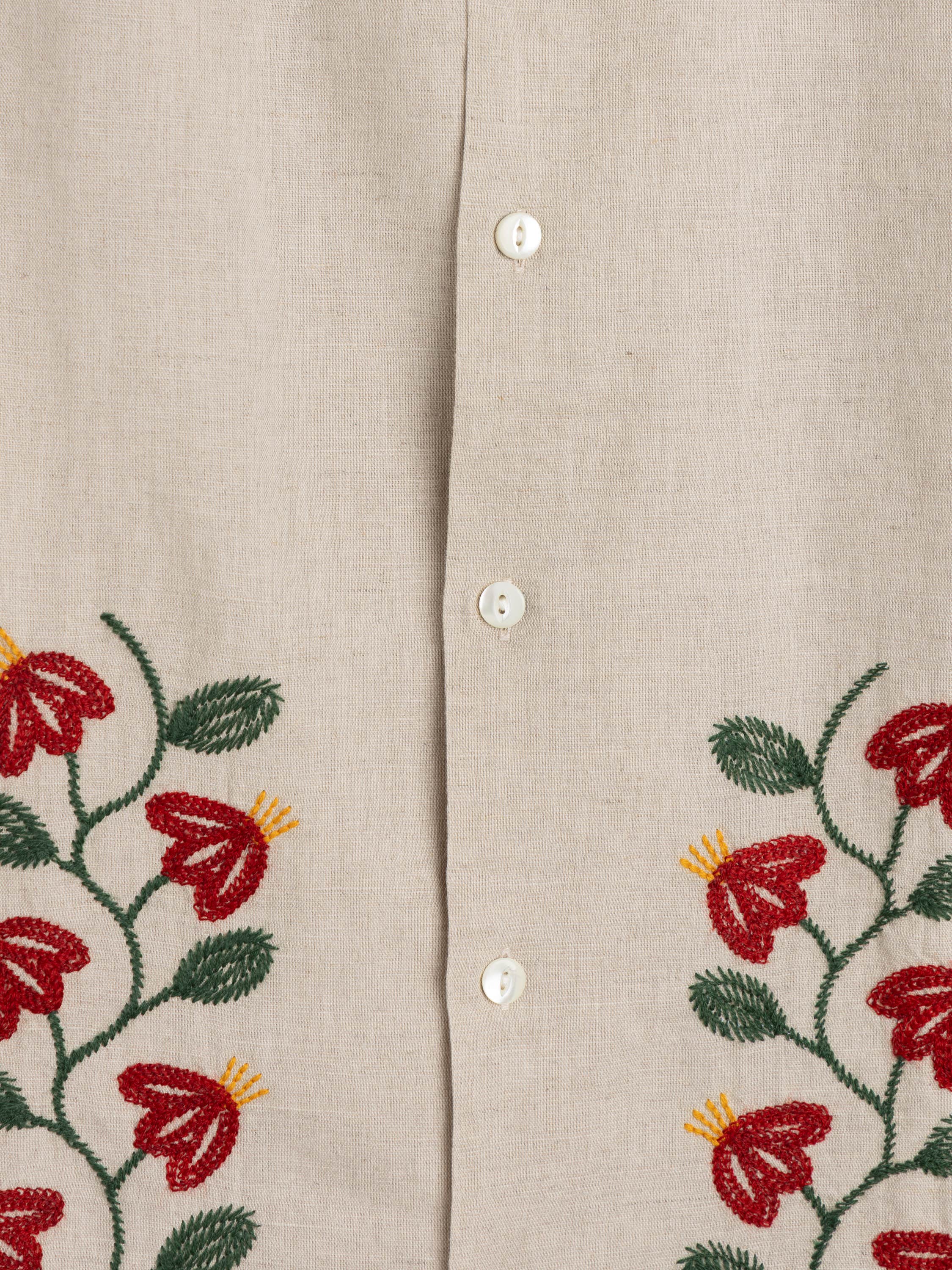 Branch Embroidery Camp Collar Shirt