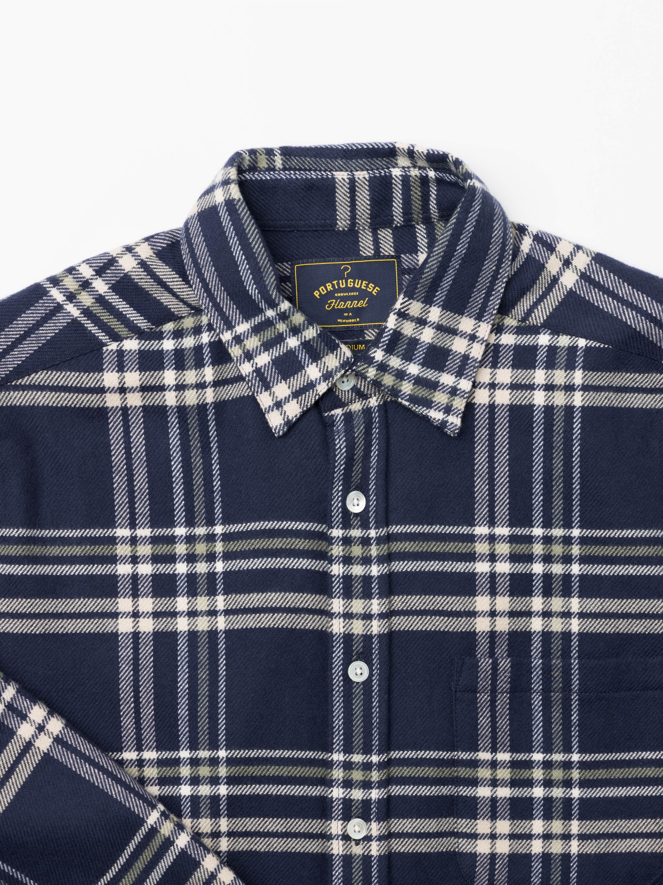 Front Dark Blue-White Check Sport Shirt