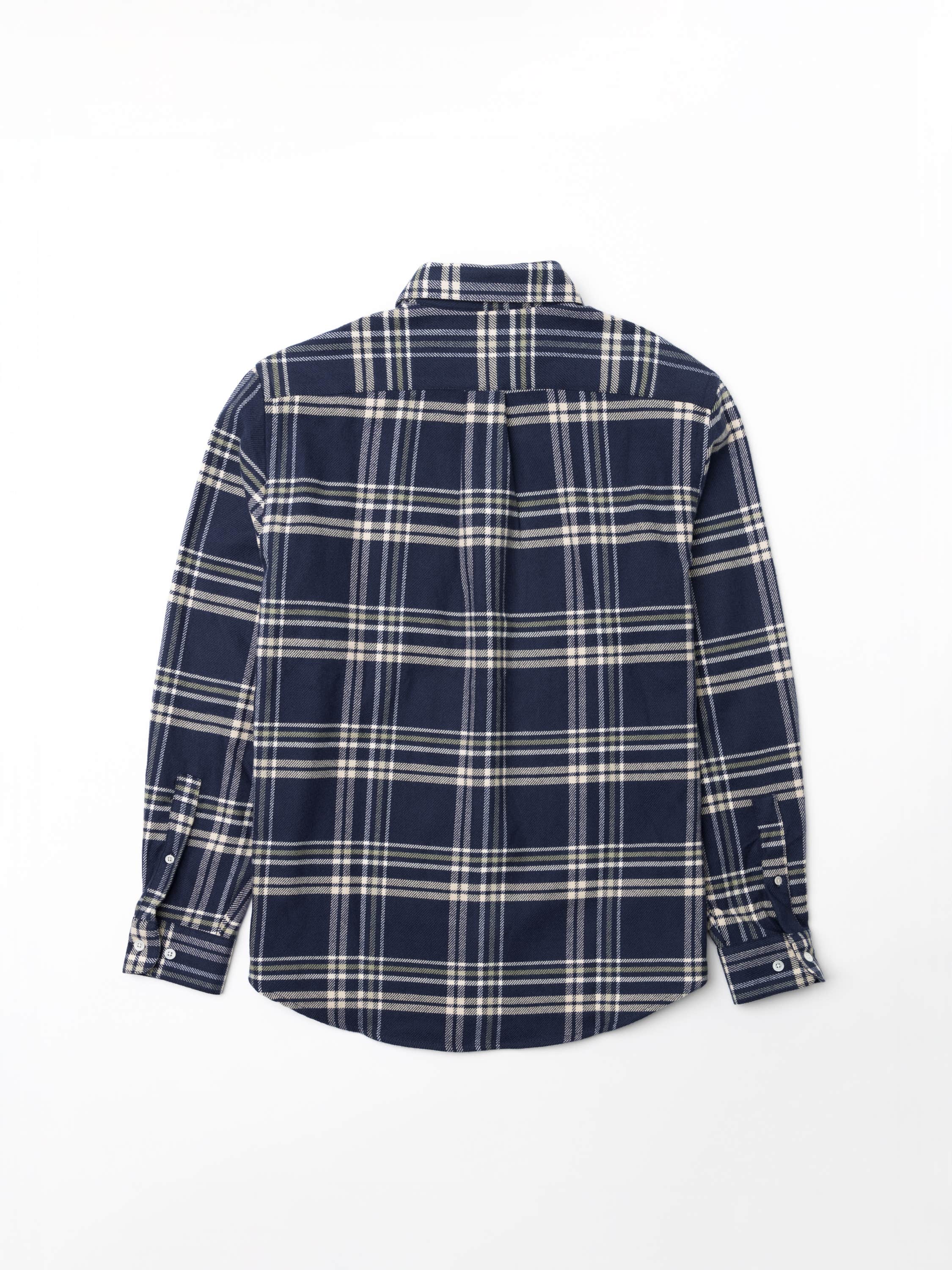 Front Dark Blue-White Check Sport Shirt