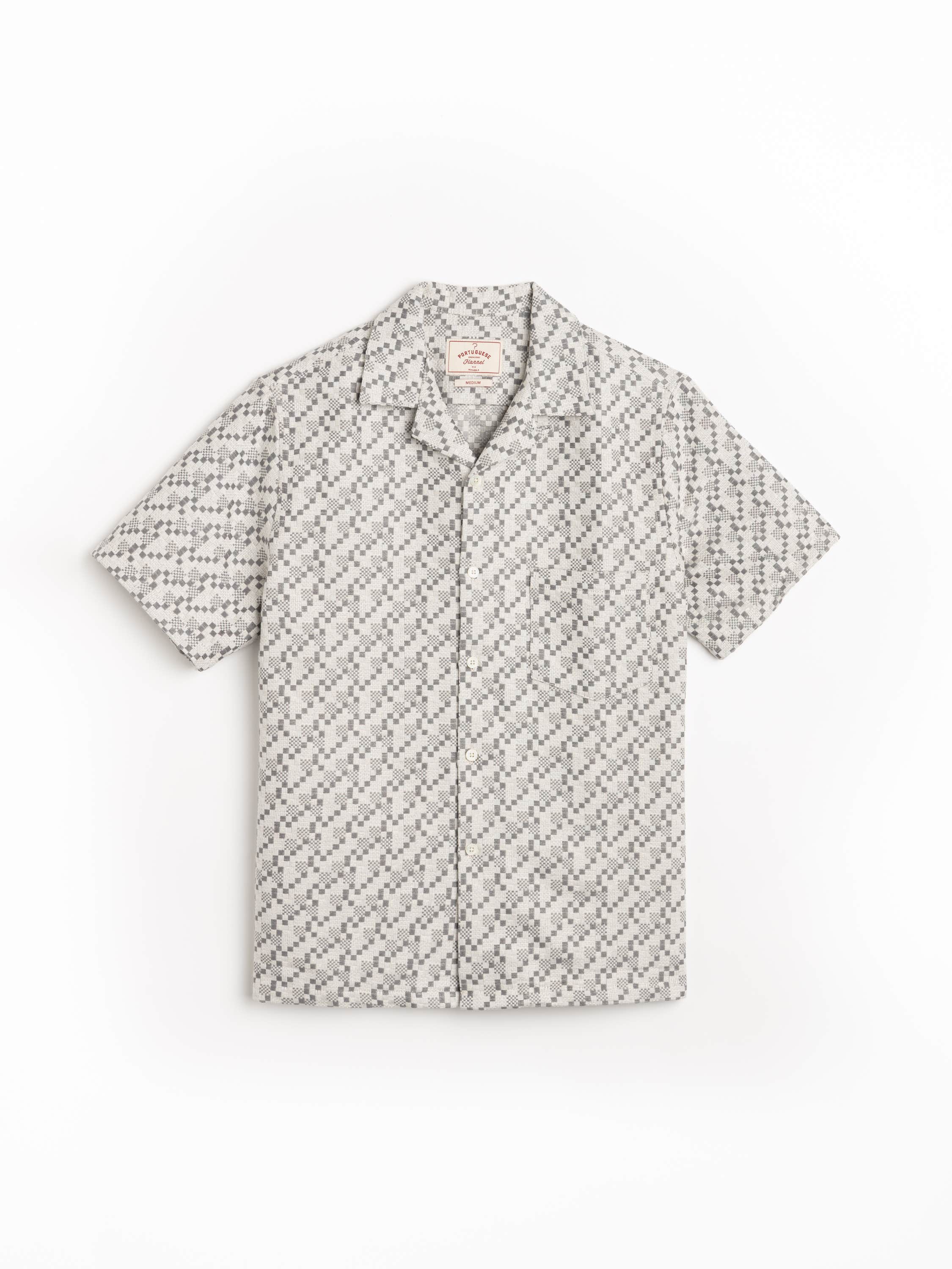 Grey Mosaic Camp Collar Shirt