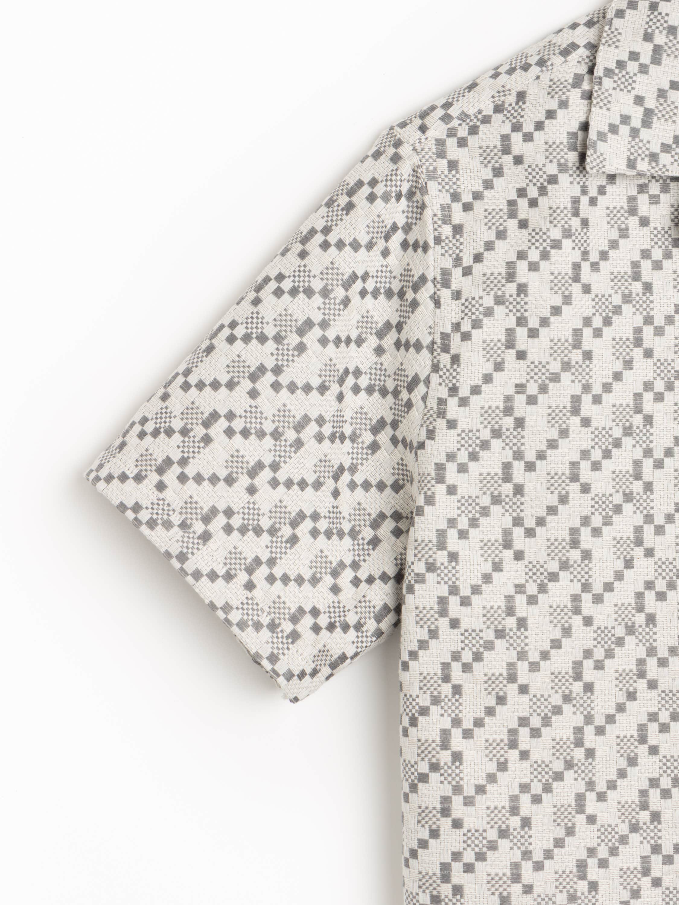 Grey Mosaic Camp Collar Shirt