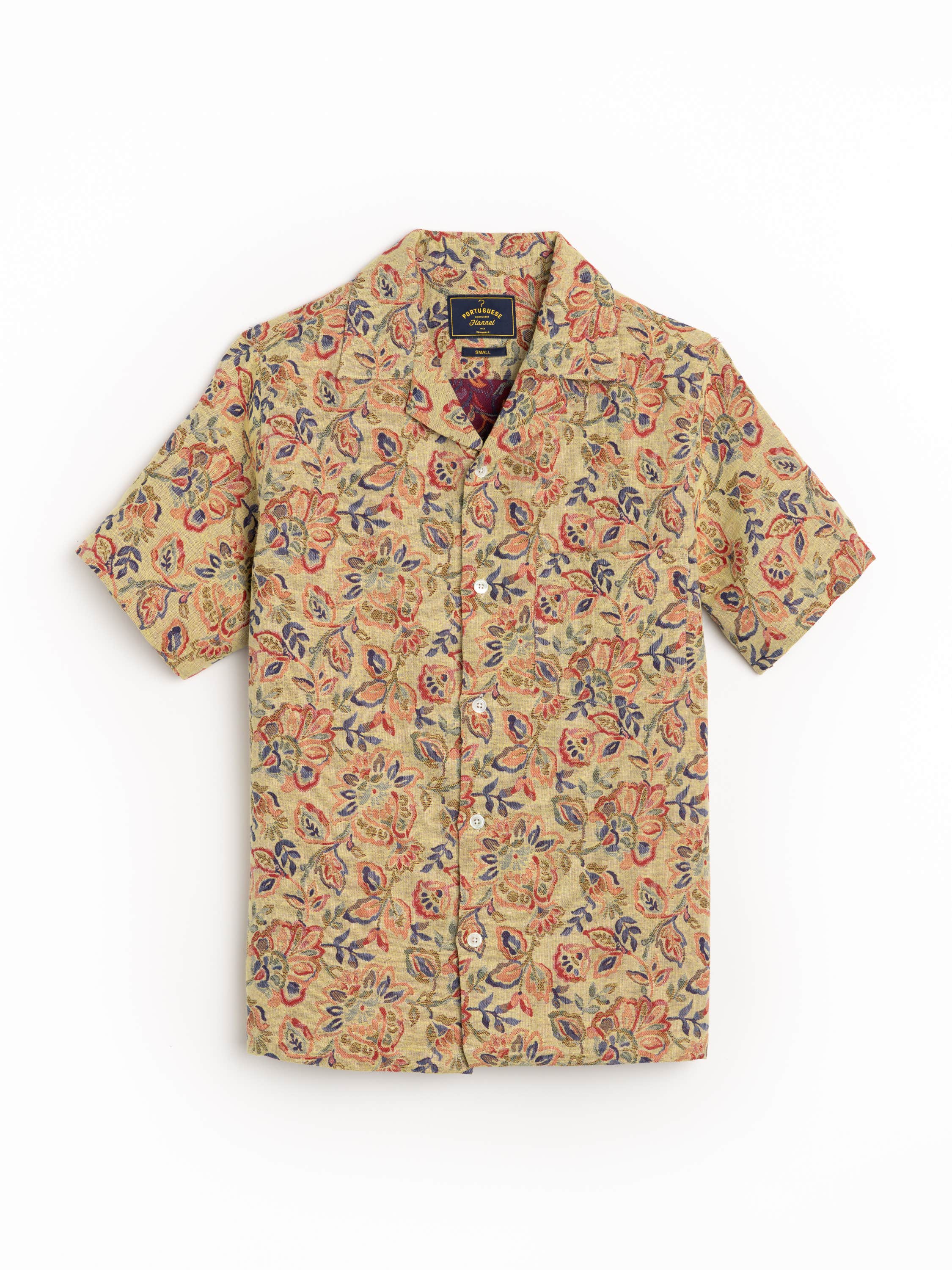 Tapestry Flowers Camp Collar Shirt in Yellow