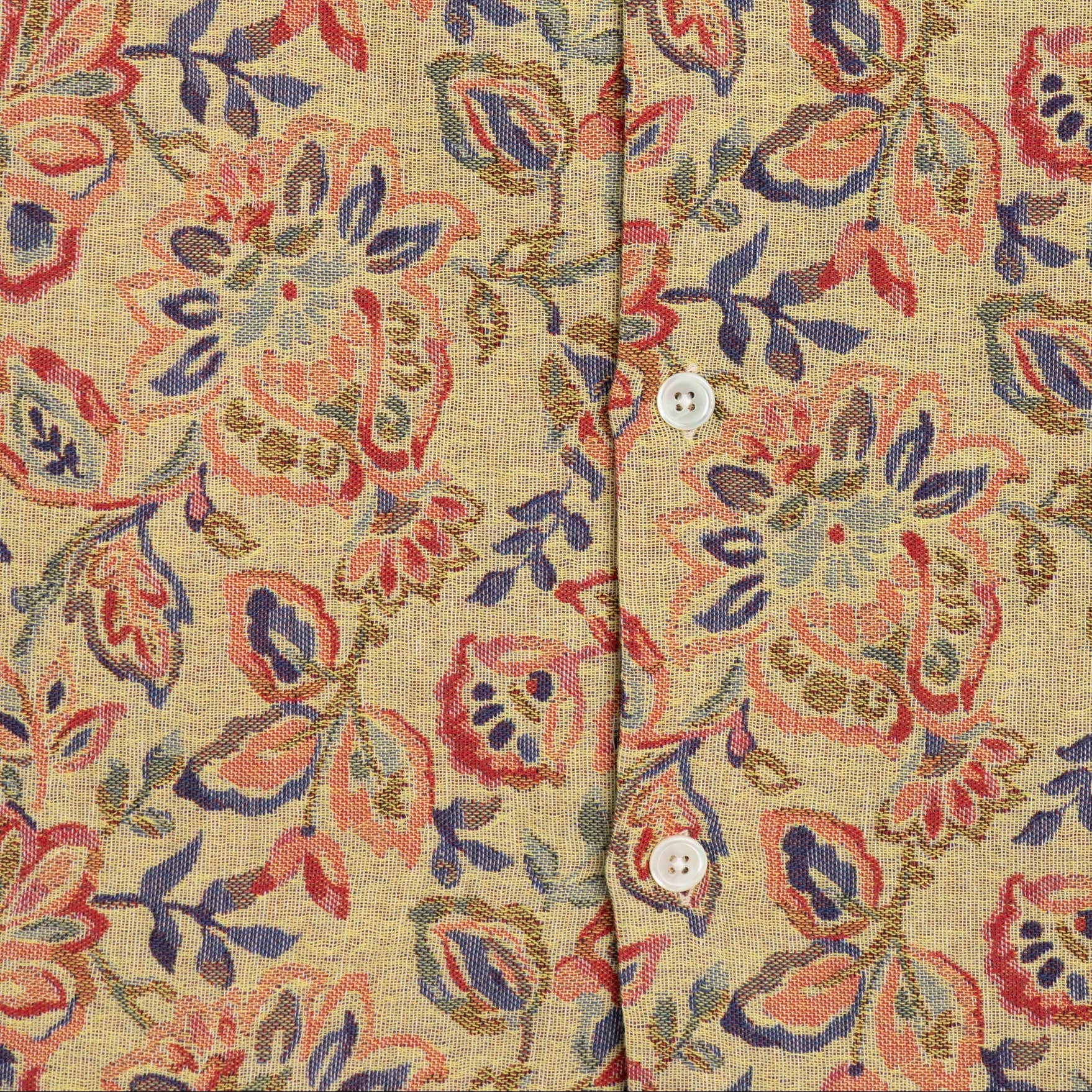 Tapestry Flowers Camp Collar Shirt in Yellow