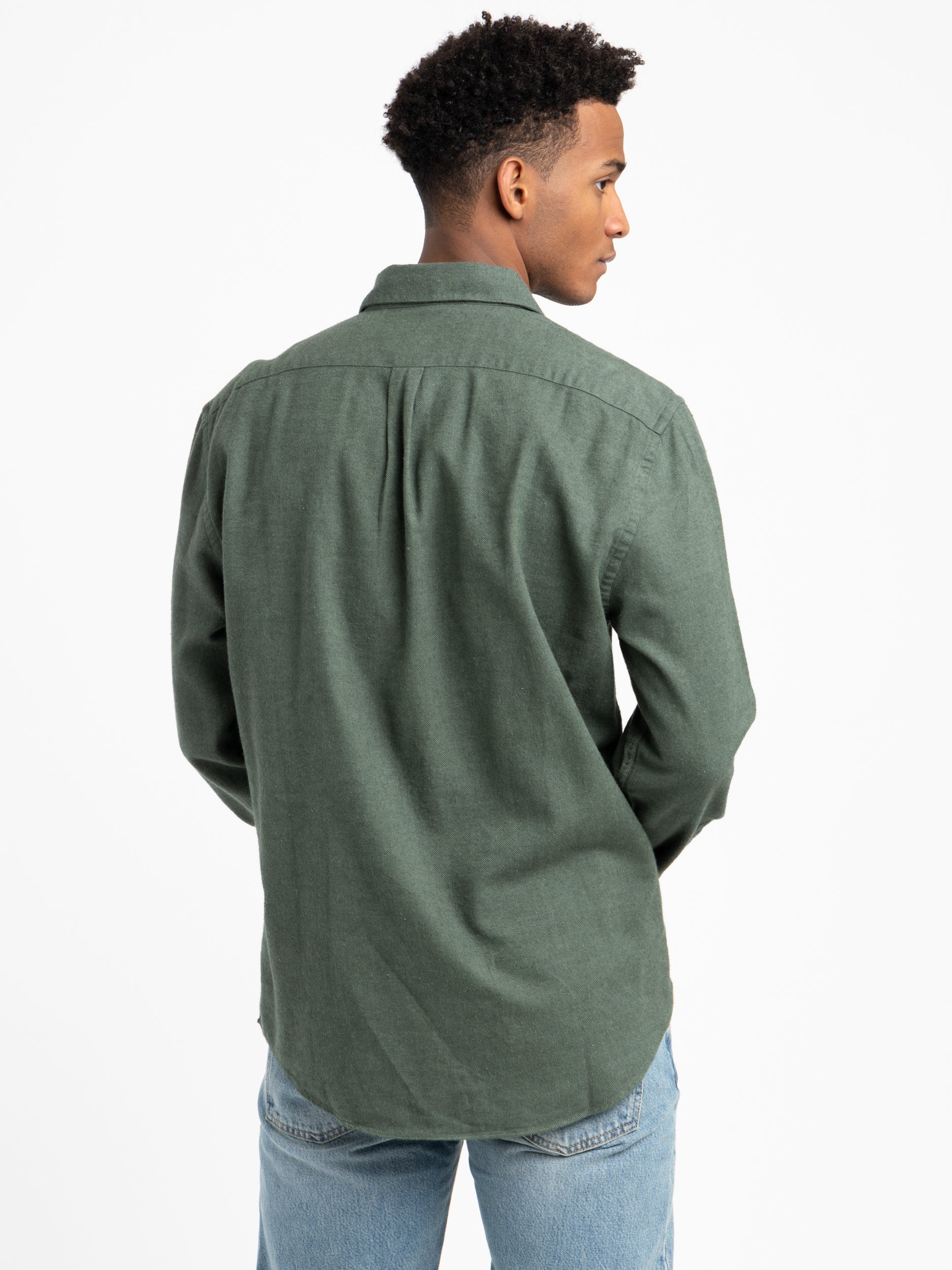 Moss Green Teca Flannel Shirt – The Helm Clothing