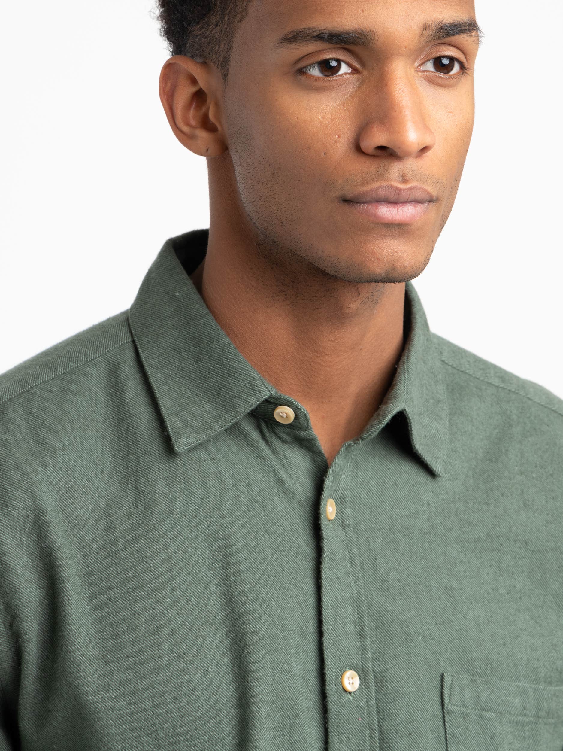 Moss Green Teca Flannel Shirt