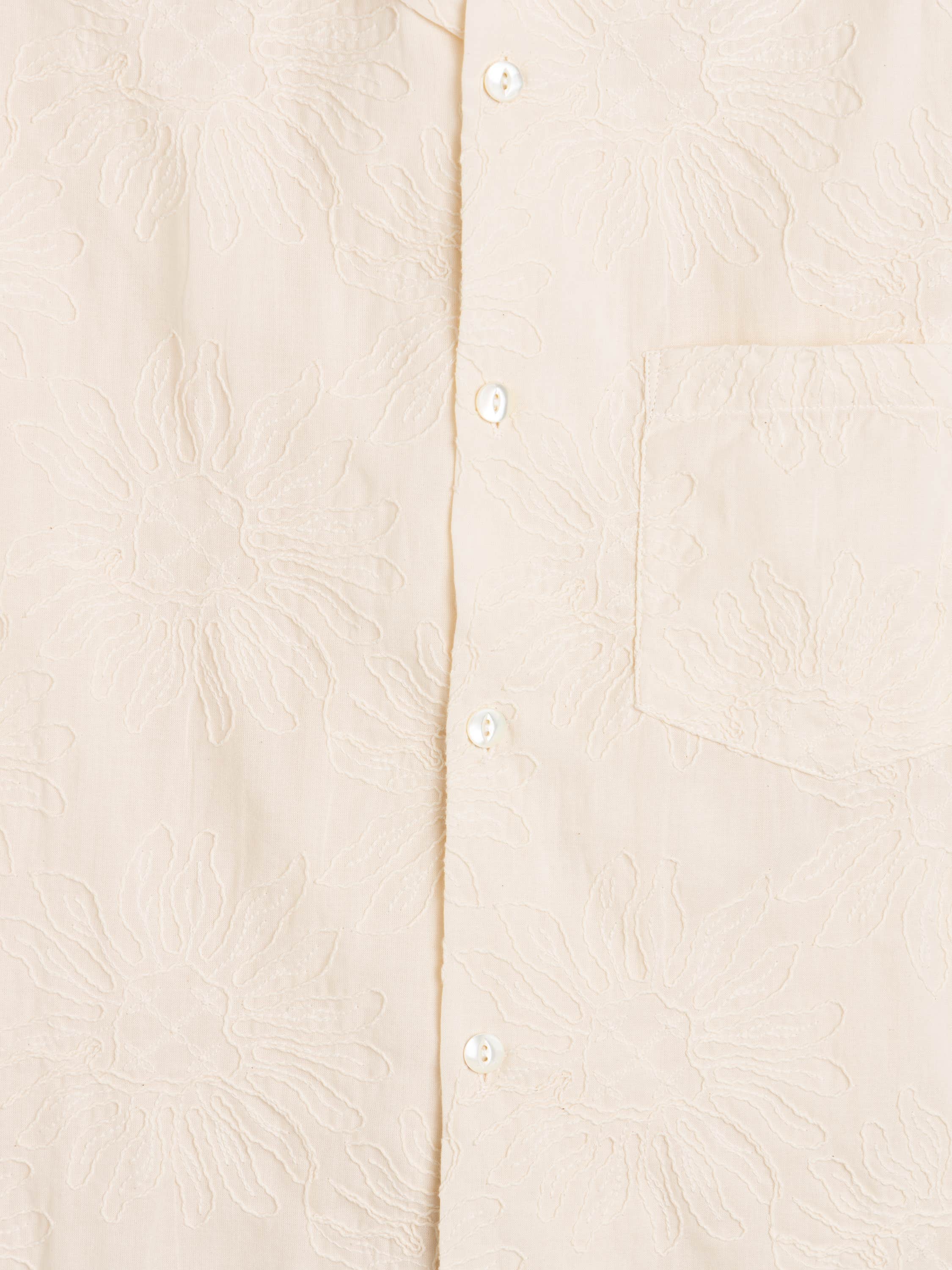 White Duke Pattern Cotton Camp Collar Shirt