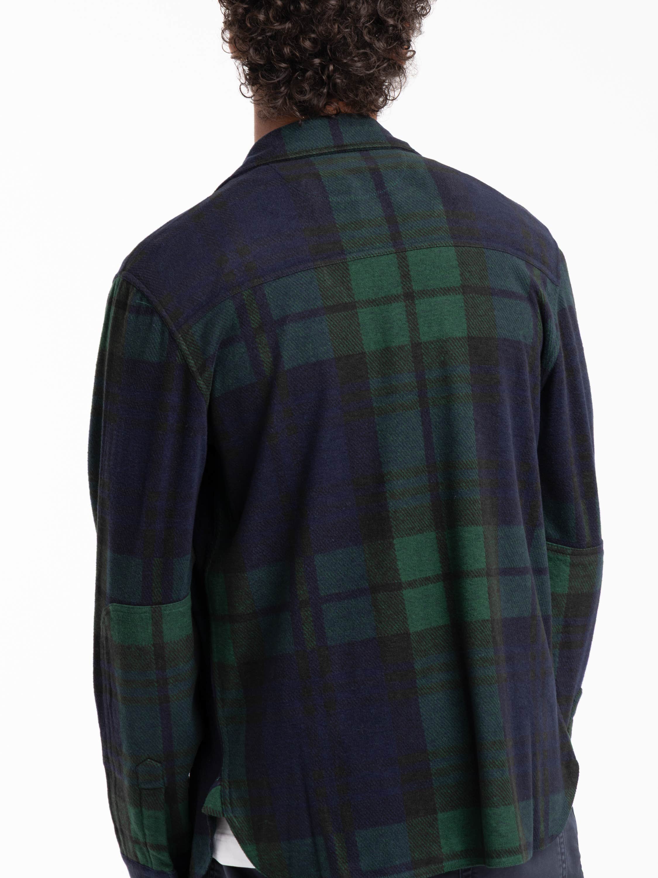 Blackwatch Plaid Knit Flannel Overshirt