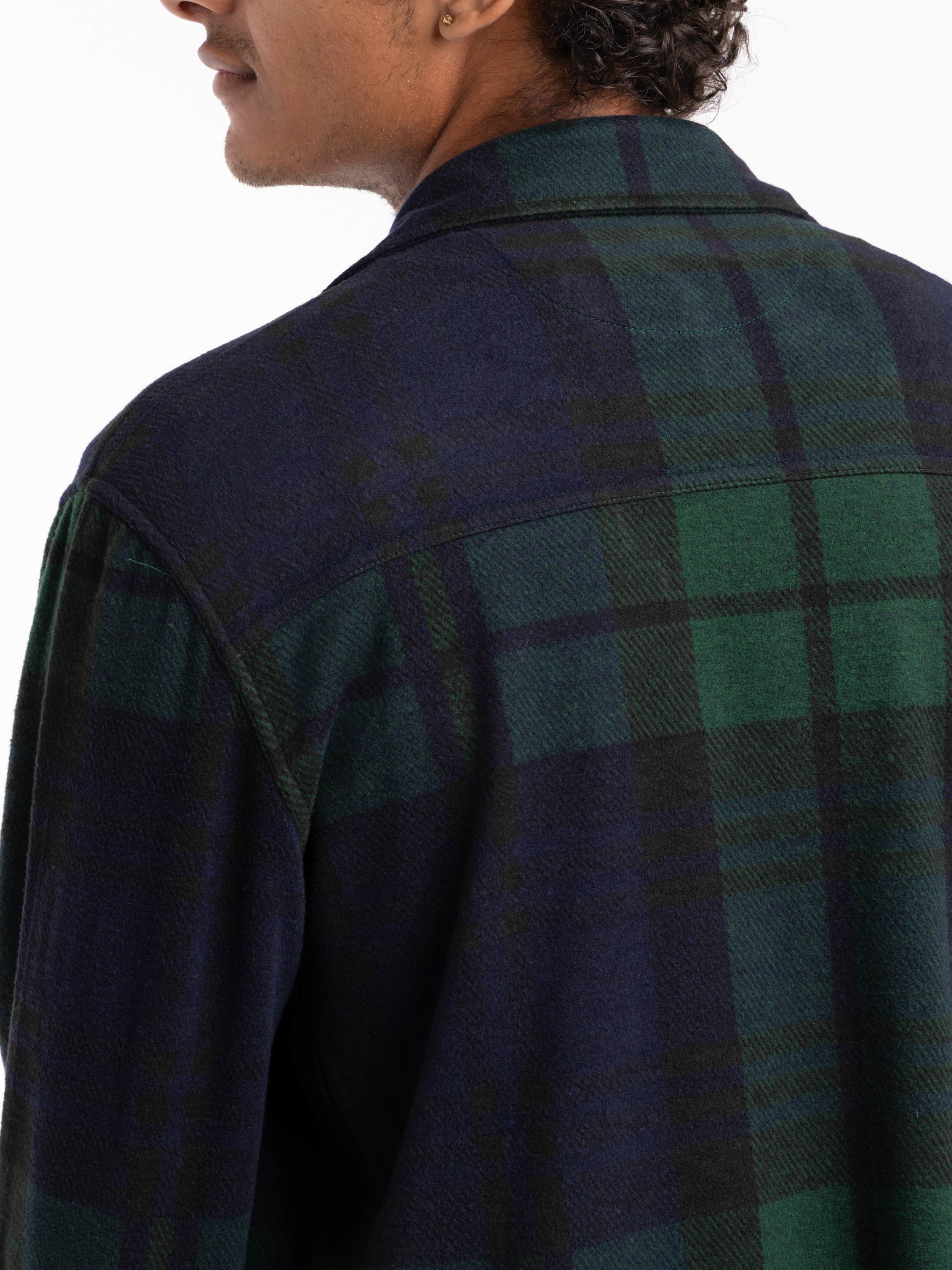 Blackwatch Plaid Knit Flannel Overshirt
